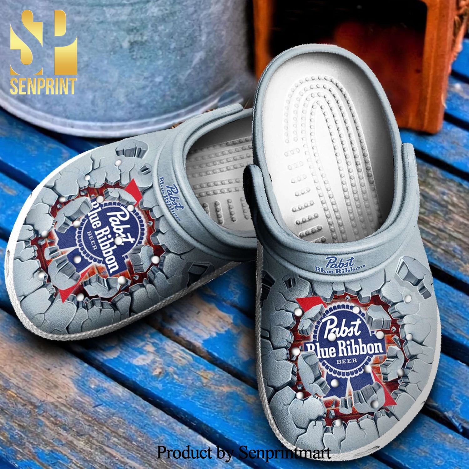 Pabst Blue Ribbon All Over Printed Classic Crocs Crocband Clog