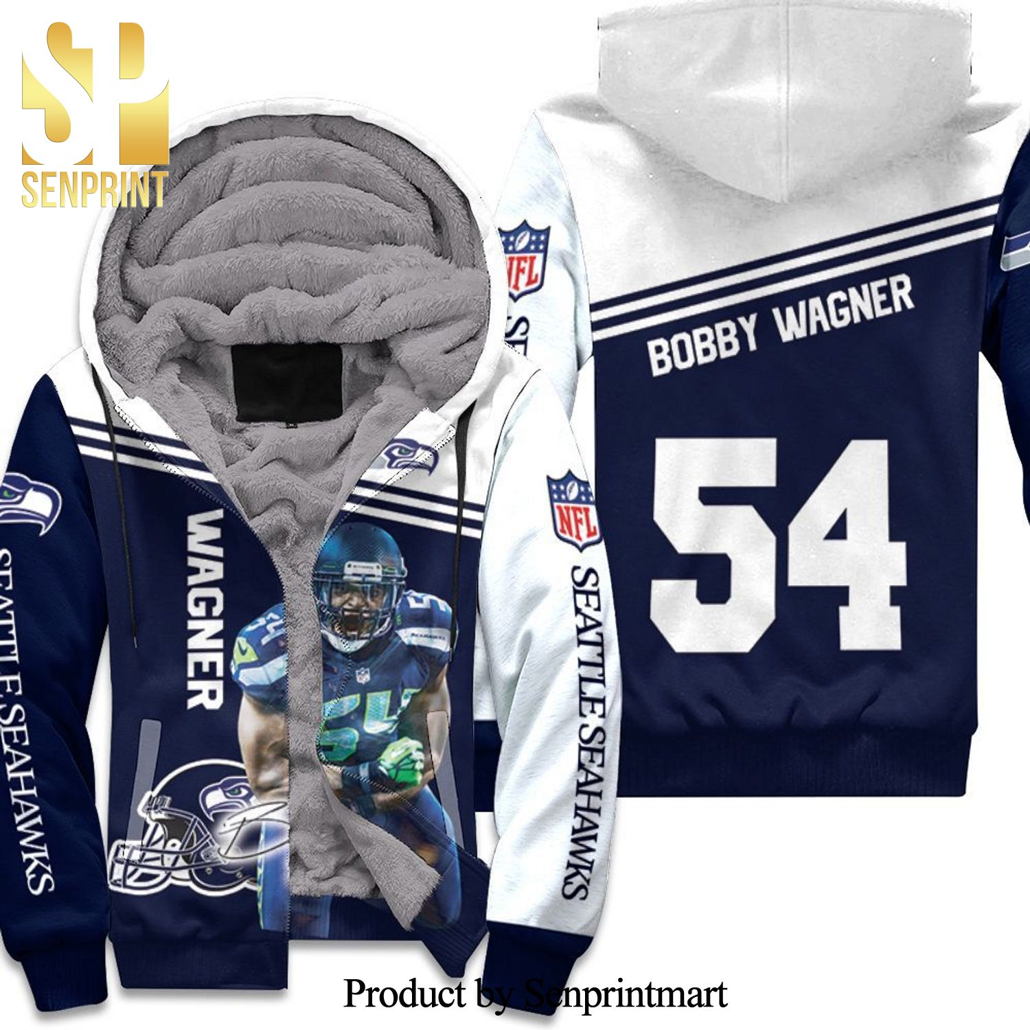 Bobby Wagner Seattle Seahawks Hot Version All Over Printed Unisex Fleece Hoodie