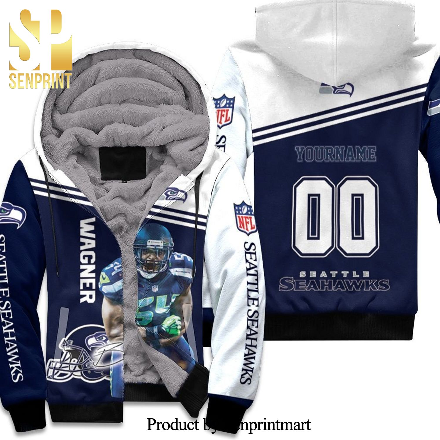 Bobby Wagner Seattle Seahawks Personalized New Outfit Full Printed Unisex Fleece Hoodie