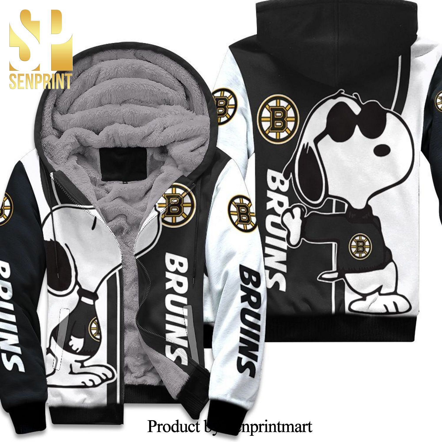 Boston Bruins Snoopy Lover 3D Unisex Fleece Hoodie
