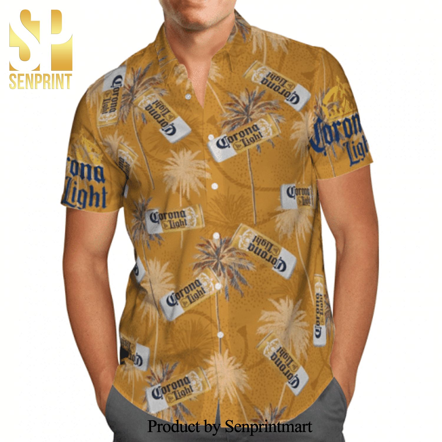 Corona Light Palm Tree Full Printing Hawaiian Shirt – Yellow