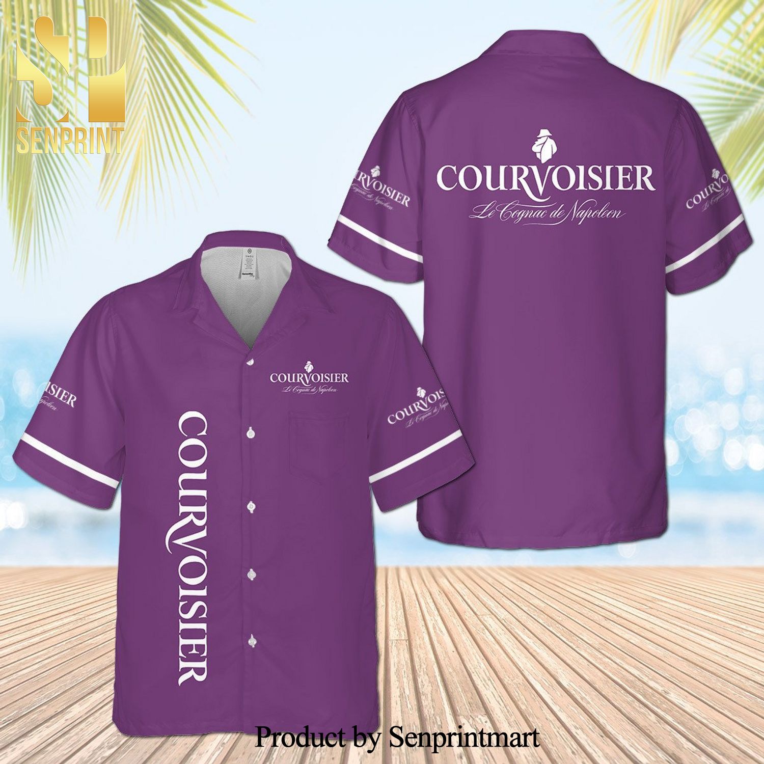 Courvoisier Cognac Full Printing Aloha Summer Beach Hawaiian Shirt – Purple