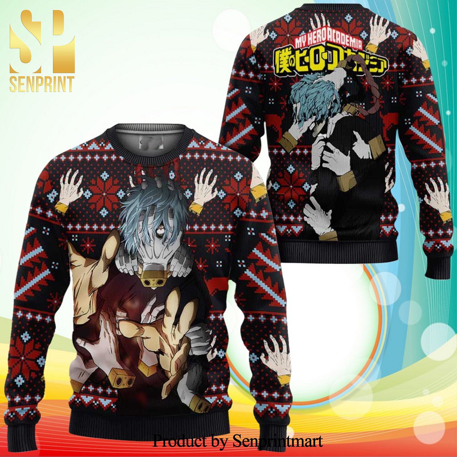 Tomura Shigaraki My Hero Academia Manga Anime Knitted Ugly Christmas Sweater