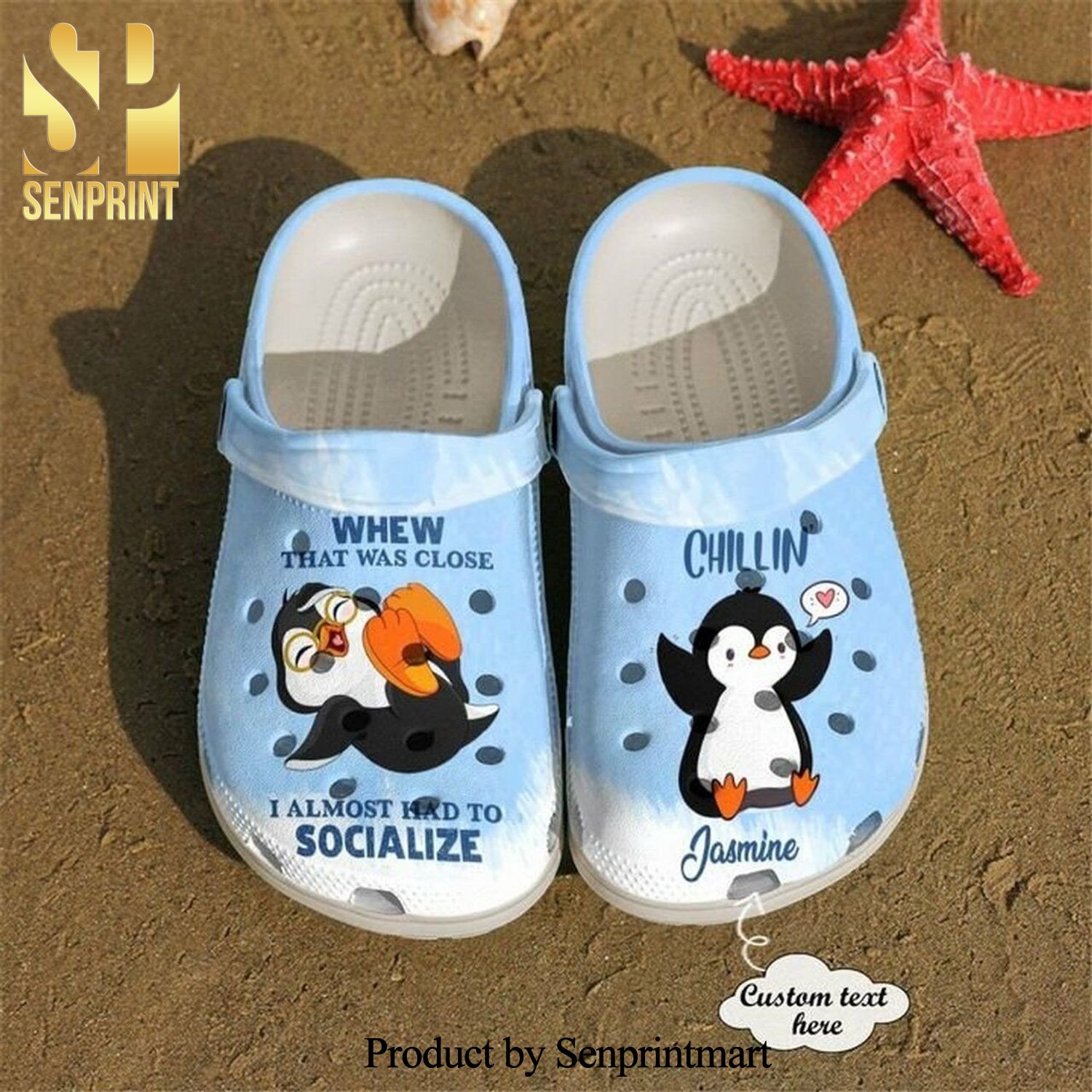 Penguin Chillin Custom Name 102 Gift For Lover Rubber Crocs Crocband In Unisex Adult Shoes