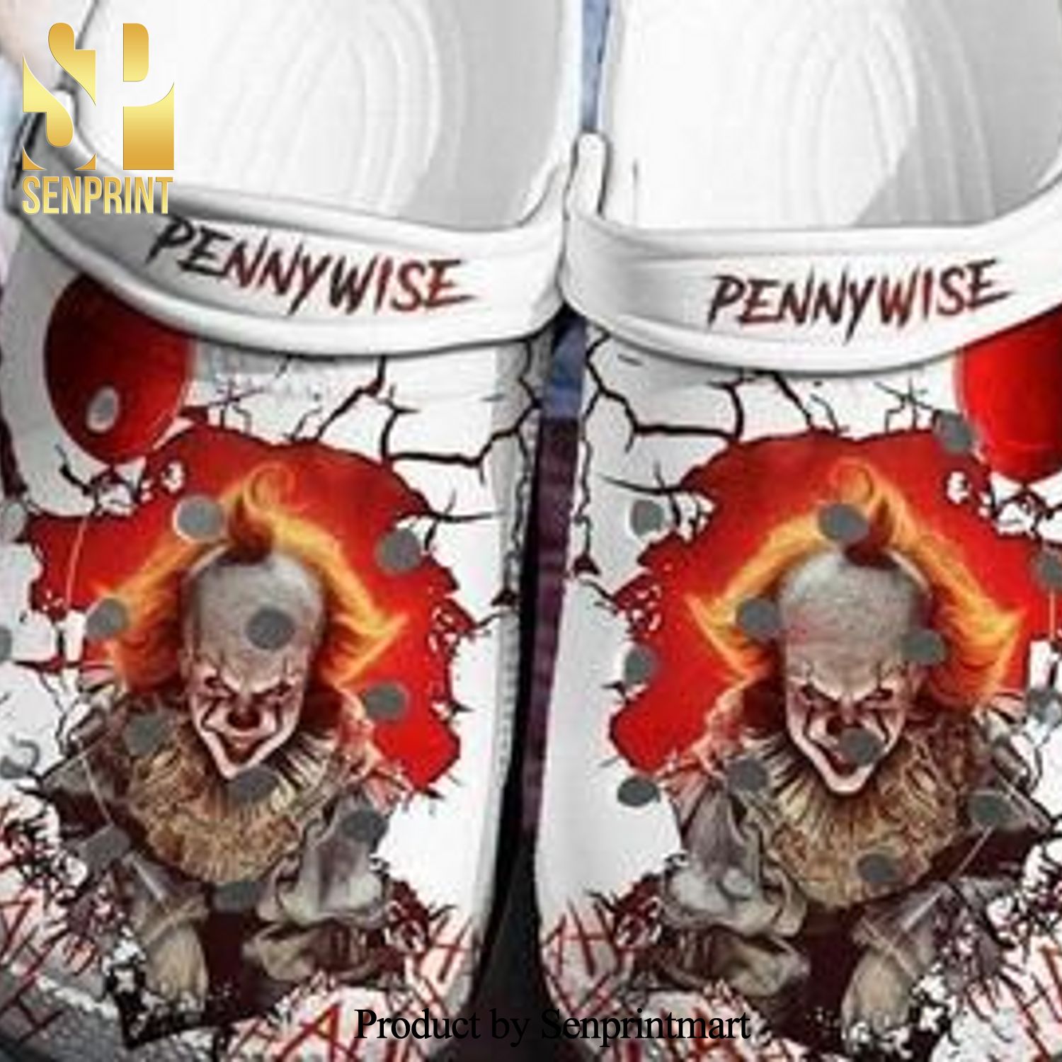 Pennywise Crocs 3D Printed Pennywise Crocband Clog Gift For Horror Lover It Film Crocs 3D Shoes Spooky Clown Classic Clogs New Outfit Crocs Crocband