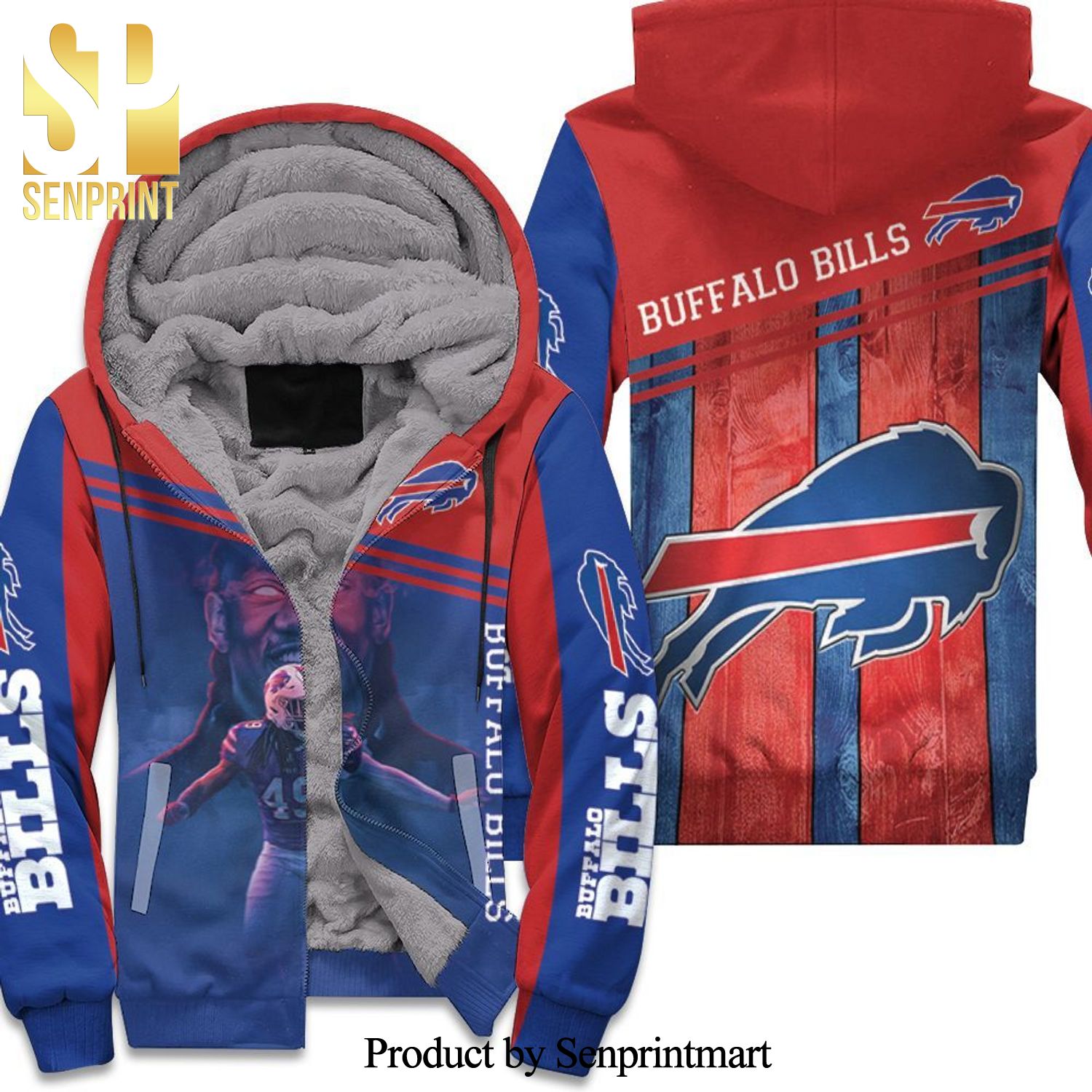 Buffalo Bills 2020 Afc East Champions 49 Tremaine Edmunds God Full Printed Unisex Fleece Hoodie
