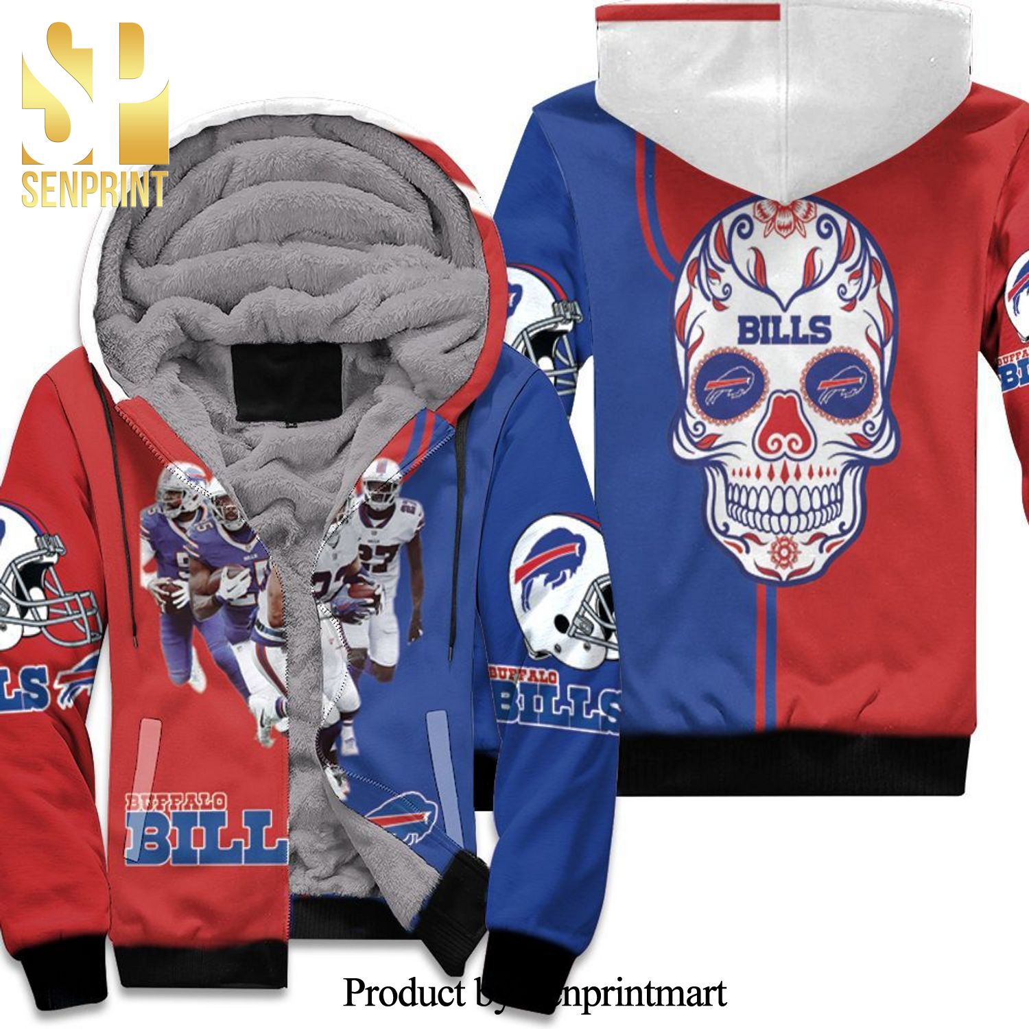 Buffalo Bills 2020 Afc East Division Champions Poco Loco Skull Full Printing Unisex Fleece Hoodie