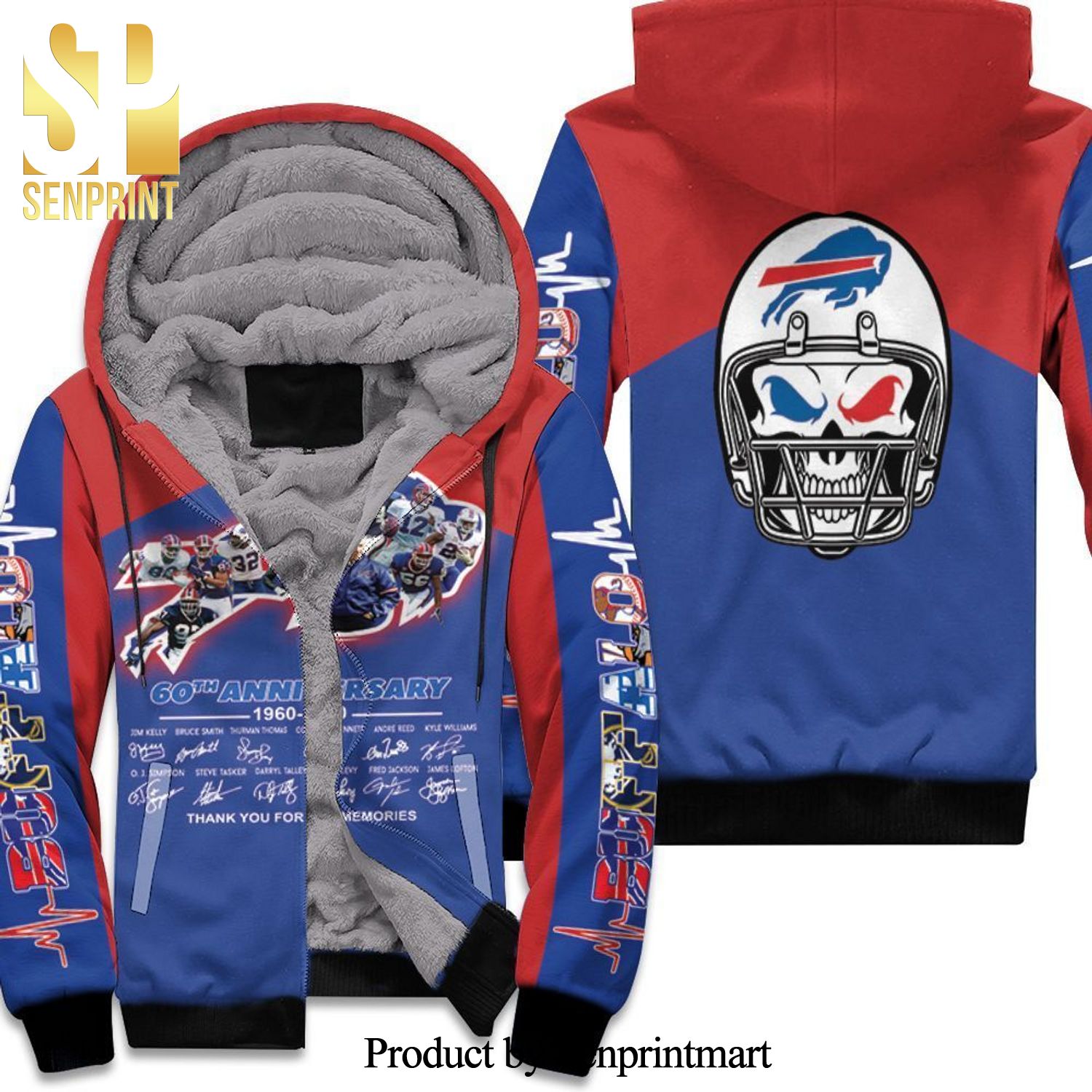 Buffalo Bills 2020 Afc East Division Champs 60th Anniversary Legend With Sign Hot Fashion Unisex Fleece Hoodie