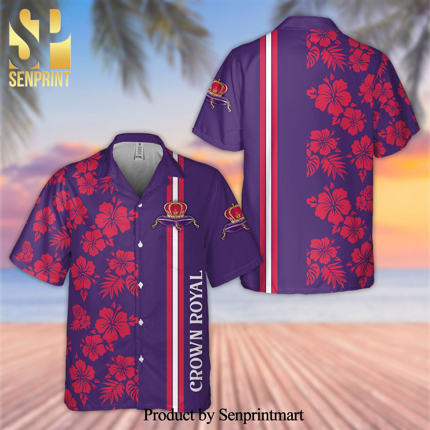 Crown Royal 3D Full Printing Hawaiian Shirt – Purple