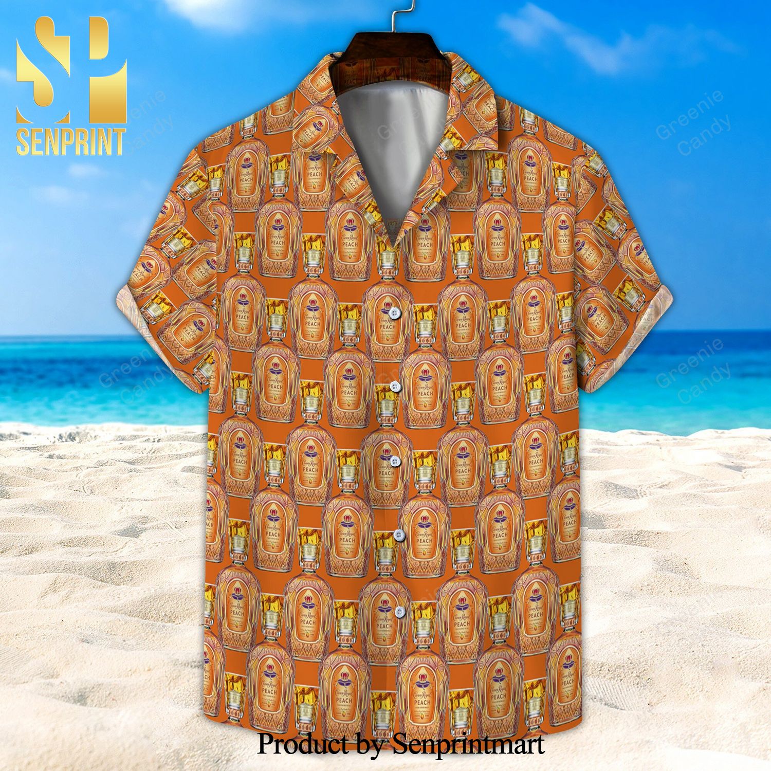 Crown Royal Bottle Seamless Full Printing Hawaiian Shirt And Beach Short – Orange