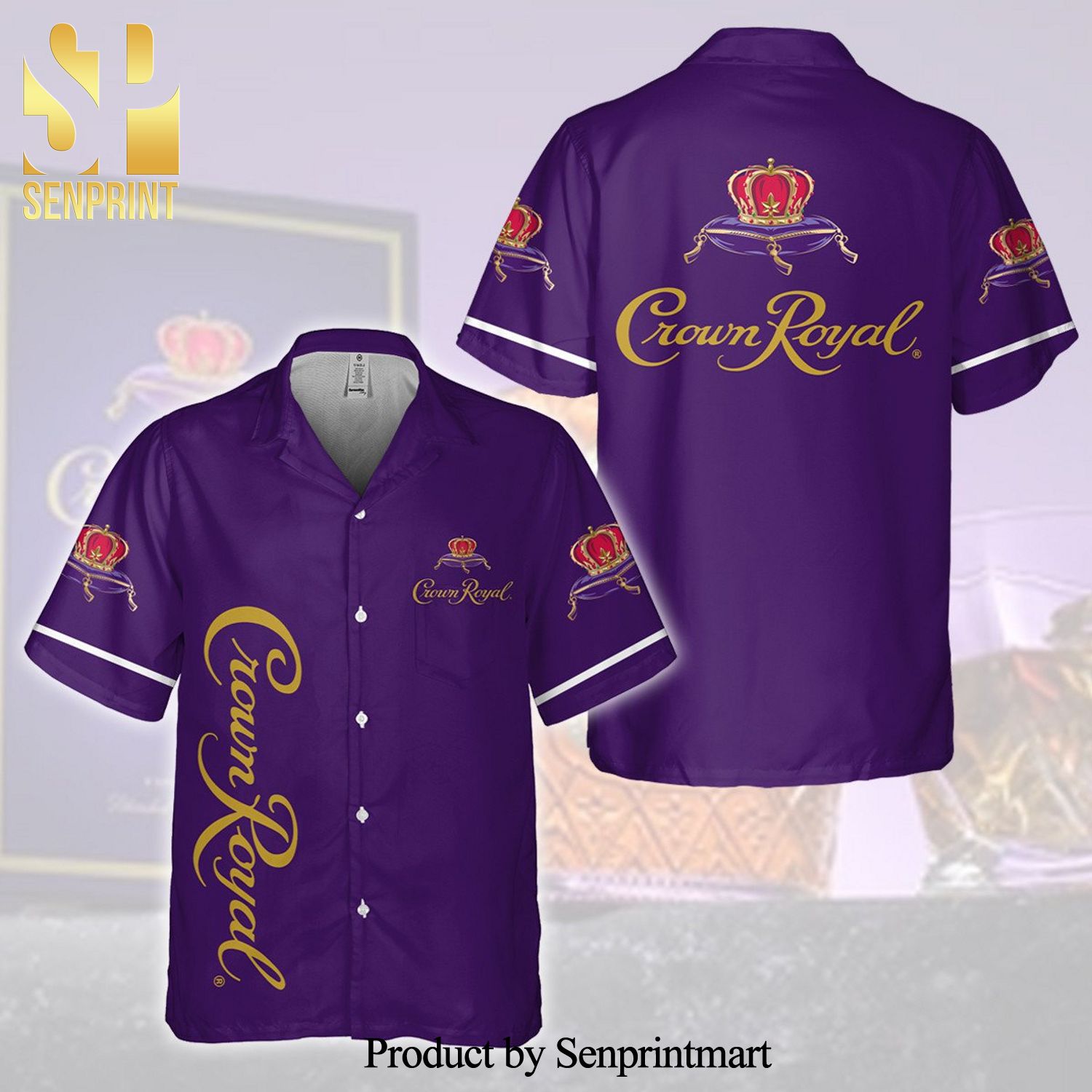 Crown Royal Canadian Whisky 3D Full Printing Hawaiian Shirt – Purple