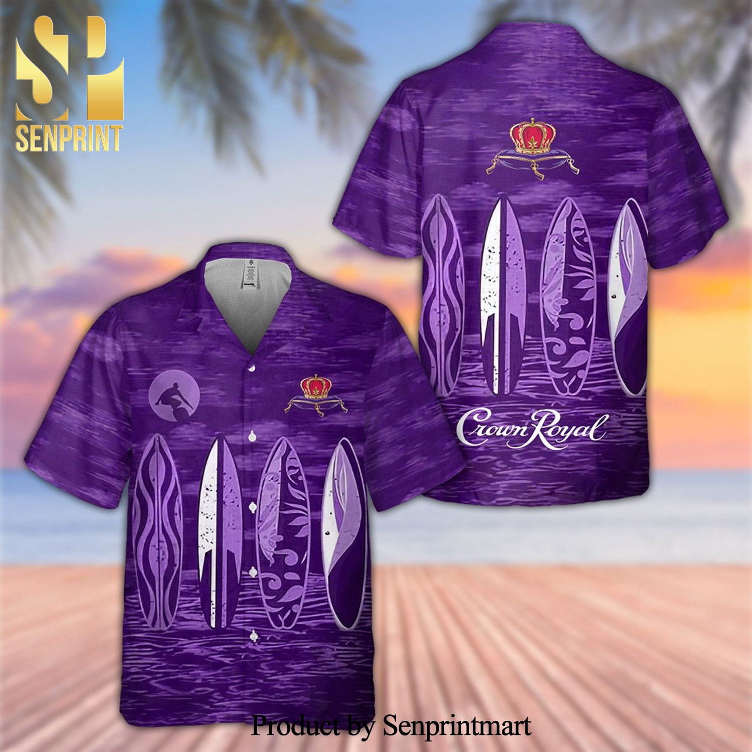 Crown Royal Canadian Whisky Full Printing Hawaiian Shirt – Purple