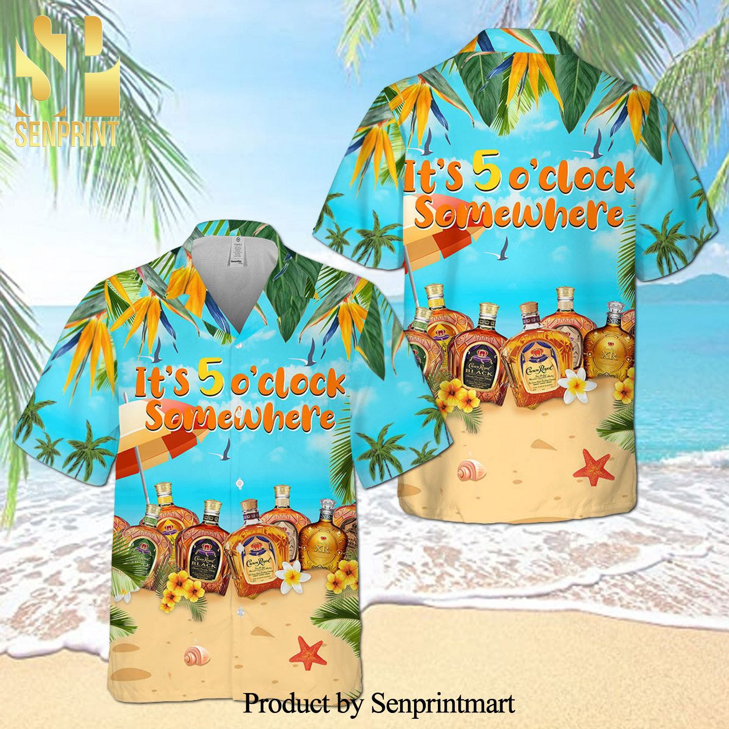 Crown Royal Collections It’s 5 O’clock Somewhere Full Printing Aloha Summer Beach Hawaiian Shirt