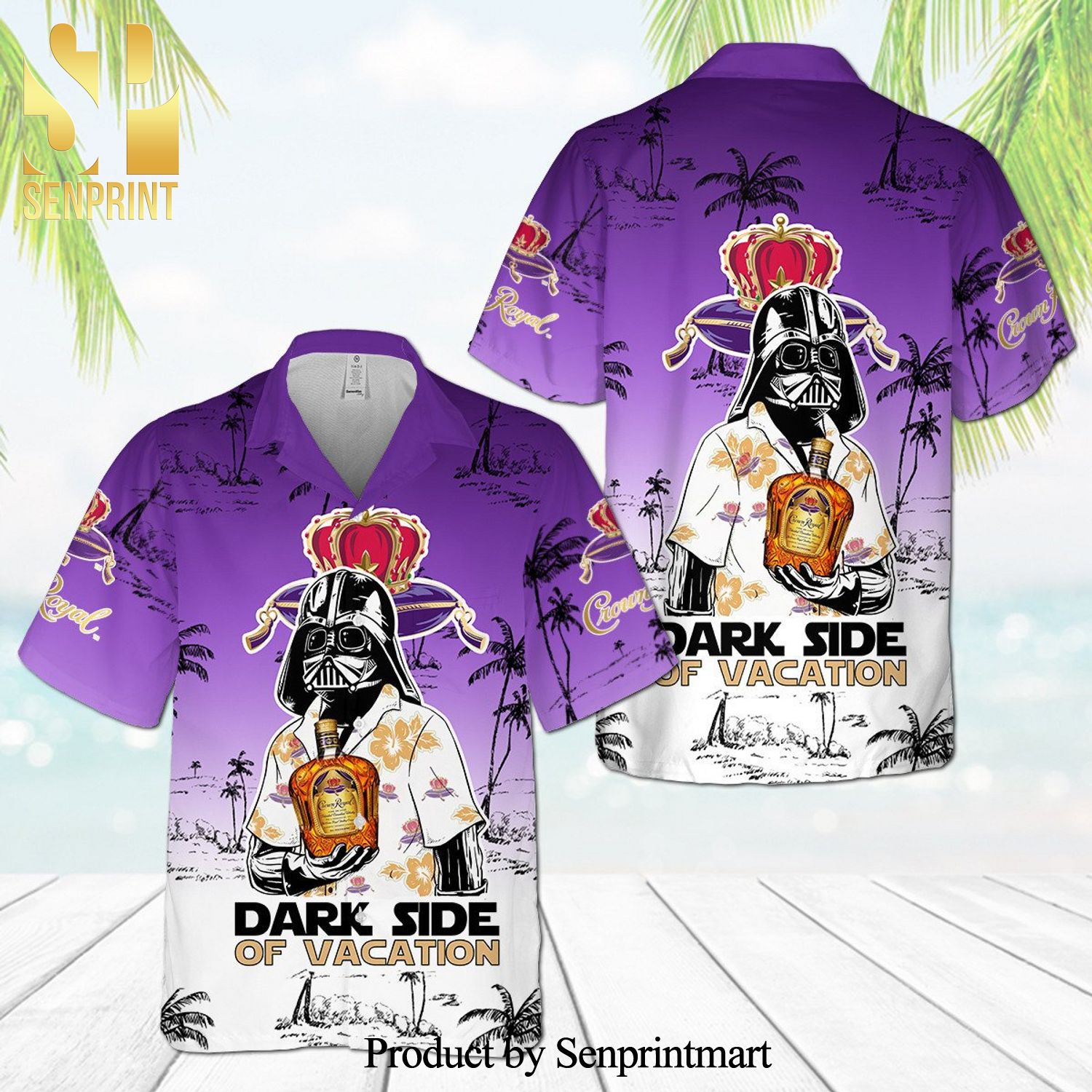 Crown Royal Darth Vader Dark Side Of Vacation Full Printing Aloha Summer Beach Hawaiian Shirt – Ombre Purple White