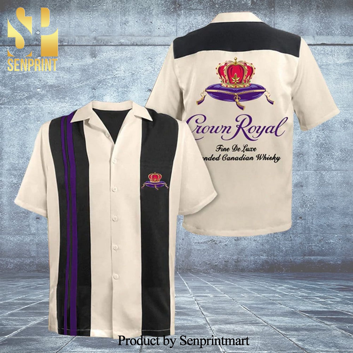 Crown Royal Fine De Luxe Full Printing Aloha Summer Beach Hawaiian Shirt – Beige