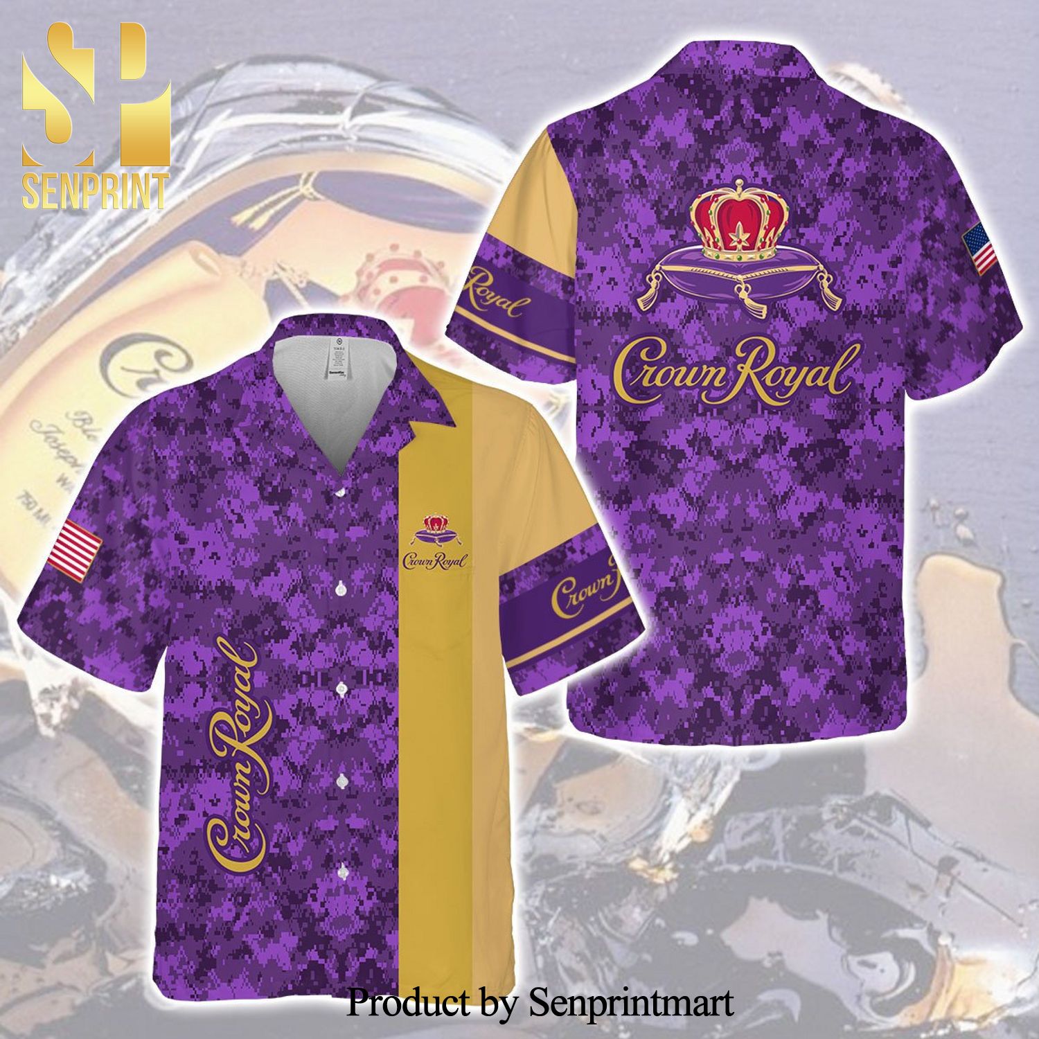 Crown Royal Full Printing Aloha Summer Beach Hawaiian Shirt – Purple Yellow