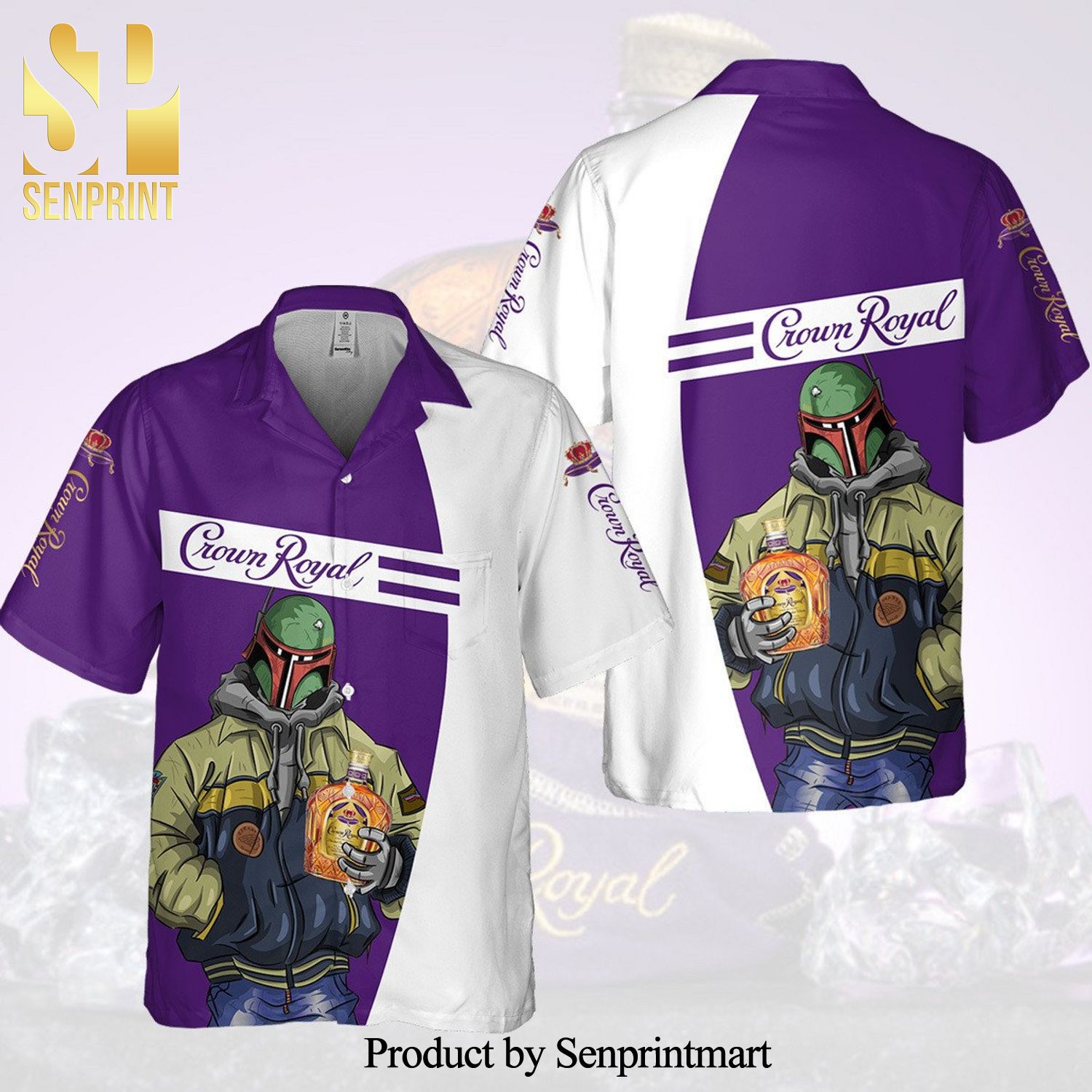 Crown Royal Modern Darth Vader Star Wars Full Printing Aloha Summer Beach Hawaiian Shirt – White Purple