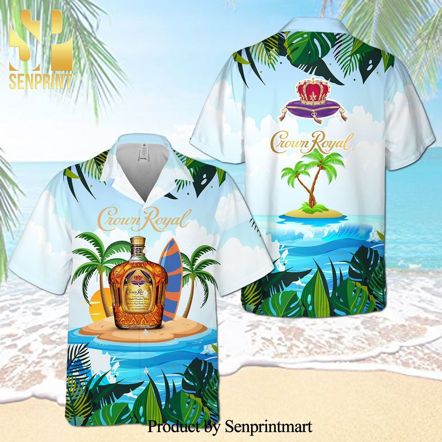 Crown Royal Paradise Isl And Full Printing Aloha Summer Beach Hawaiian Shirt