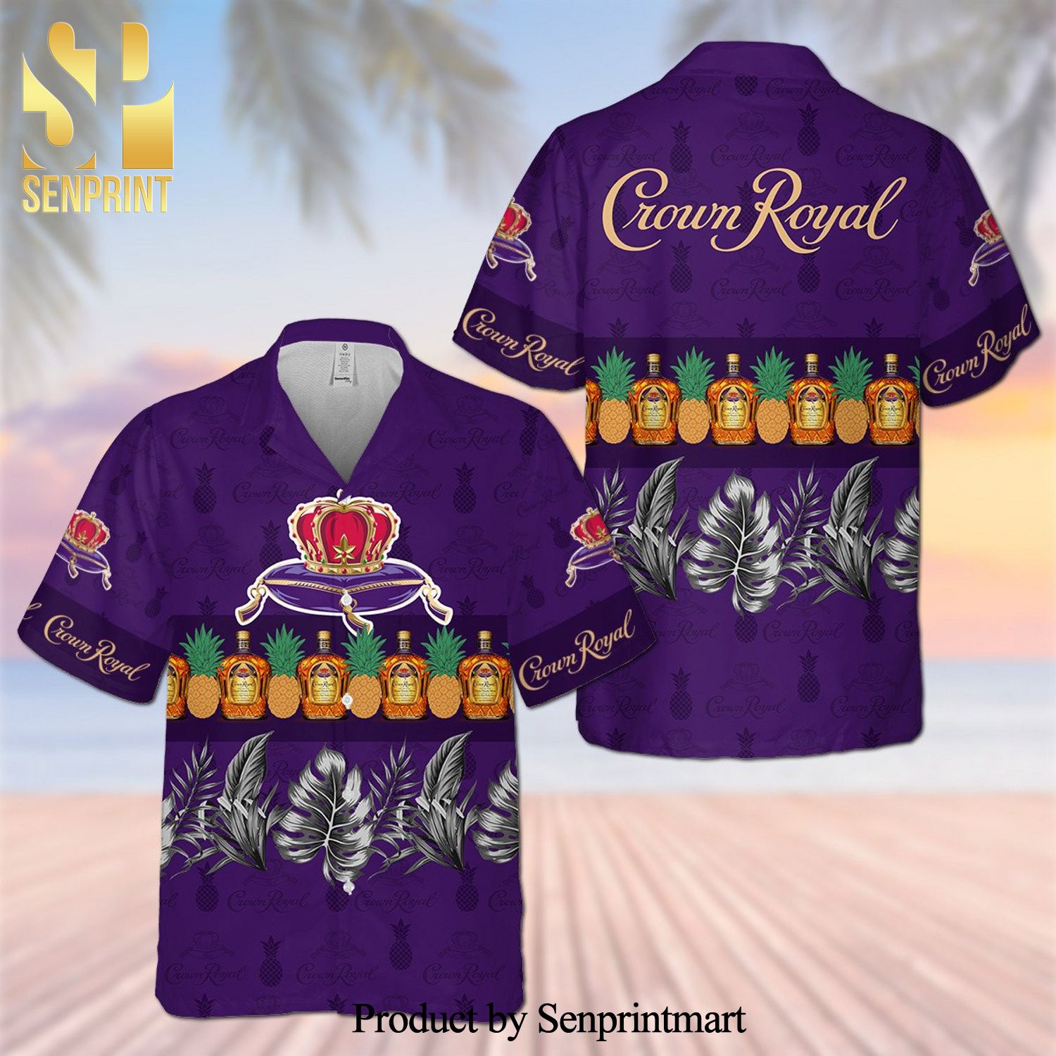 Crown Royal Pineapple Full Printing Aloha Summer Beach Hawaiian Shirt – Purple