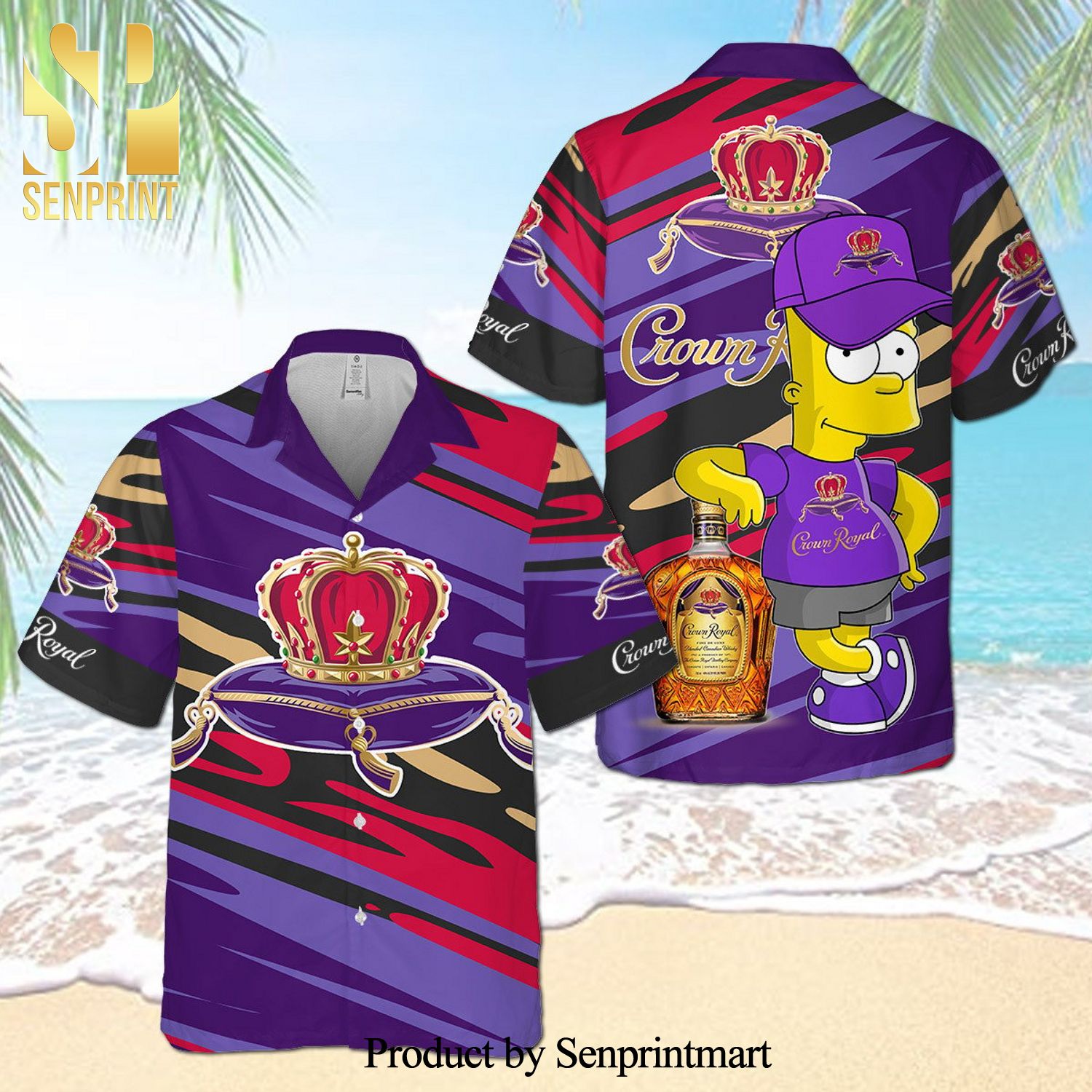 Crown Royal The Simpsons Full Printing Aloha Summer Beach Hawaiian Shirt – Purple