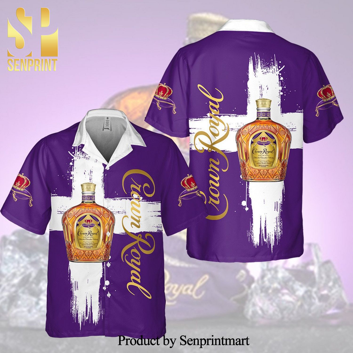 Crown Royal White Cross Full Printing Aloha Summer Beach Hawaiian Shirt – Purple