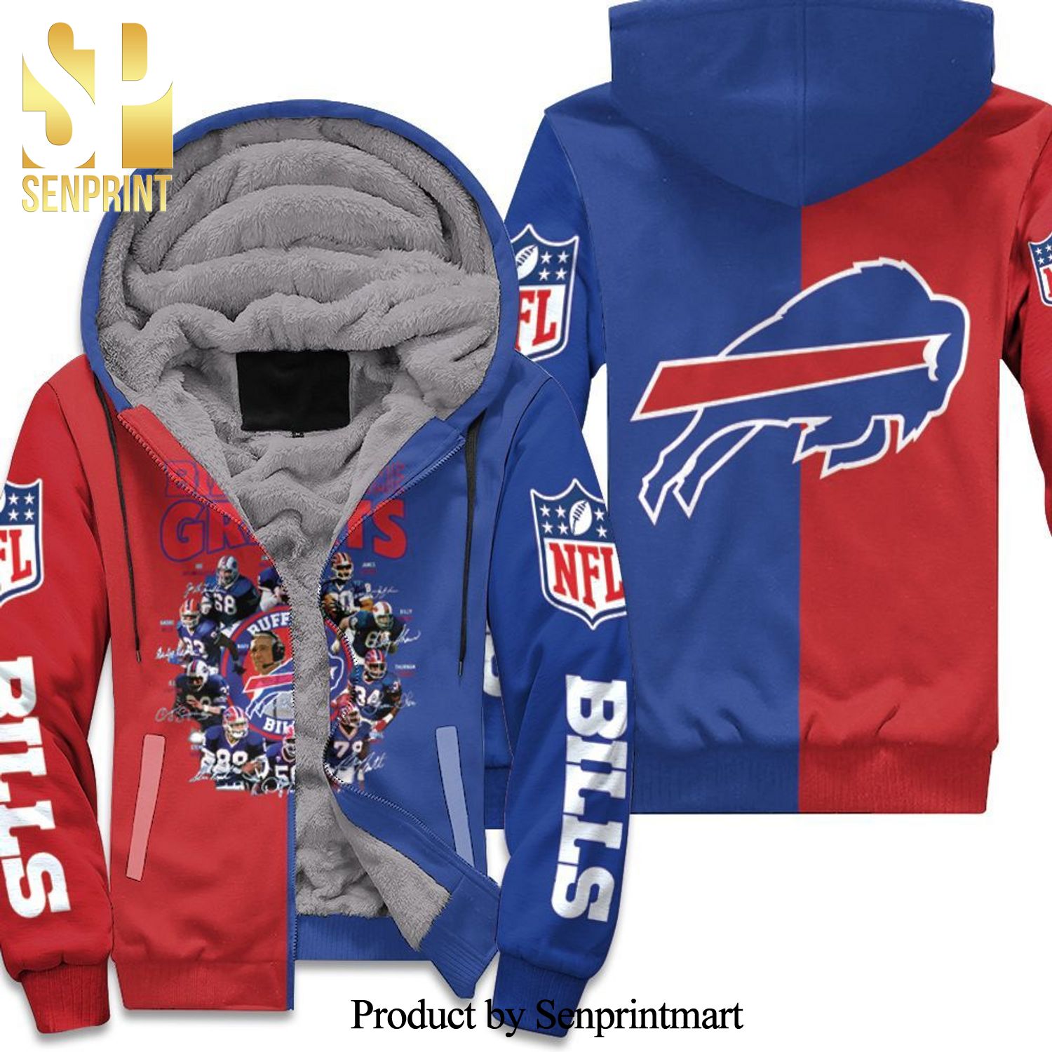 Buffalo Bills All Time Greats Players At All Time NFL Season New Fashion Unisex Fleece Hoodie