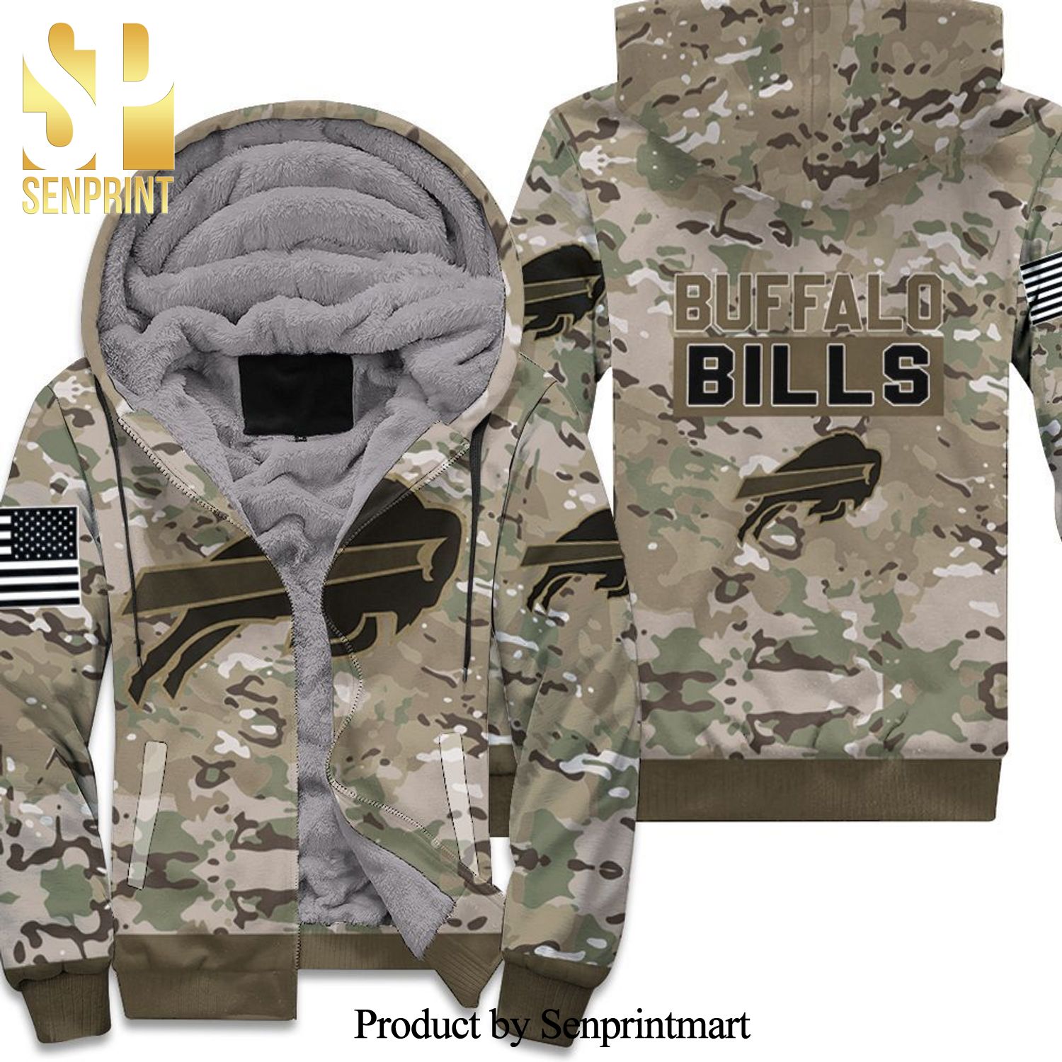 Buffalo Bills Camo Pattern New Style Unisex Fleece Hoodie