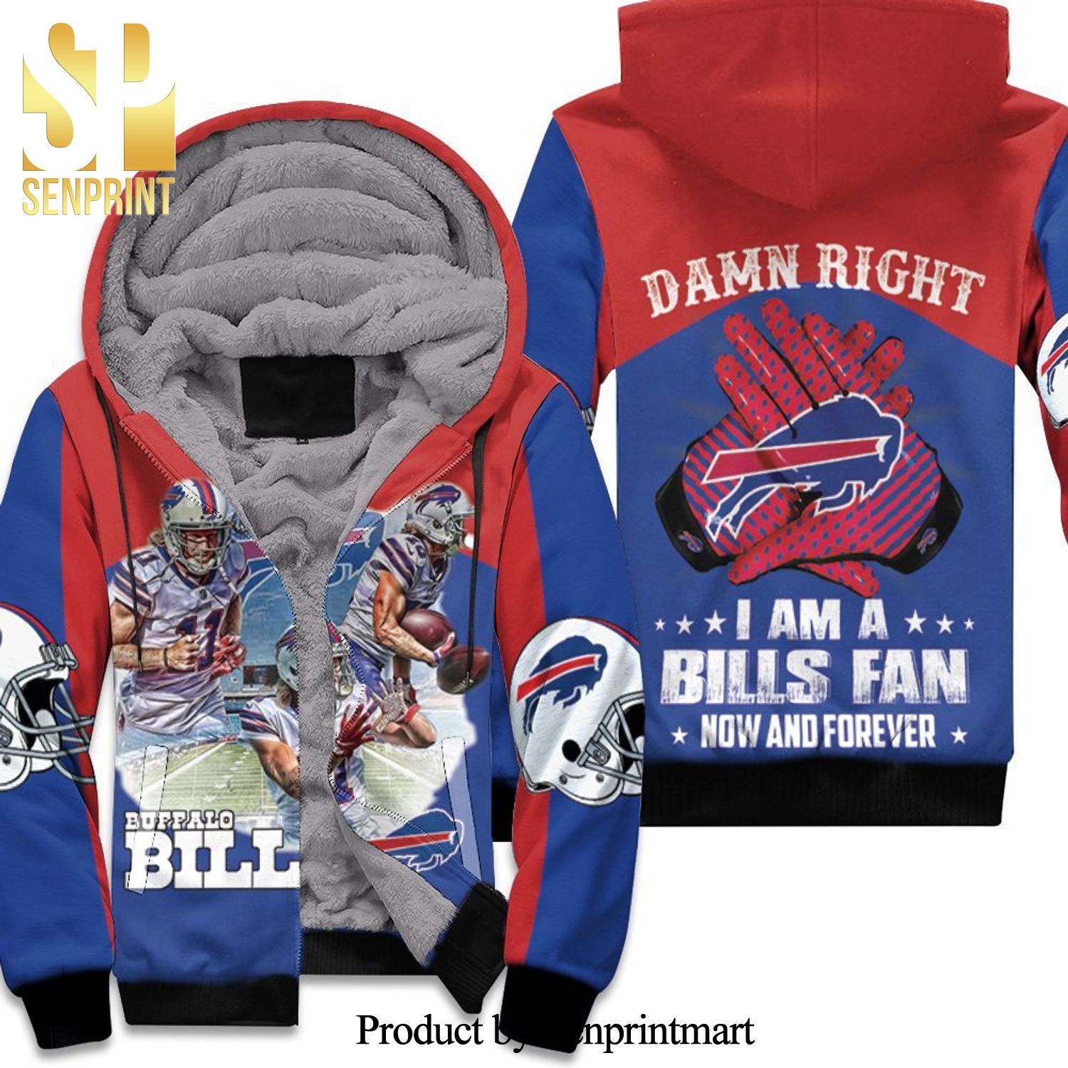 Buffalo Bills Damn Right Im Bills Fan Now And Forever Awesome Outfit Unisex Fleece Hoodie