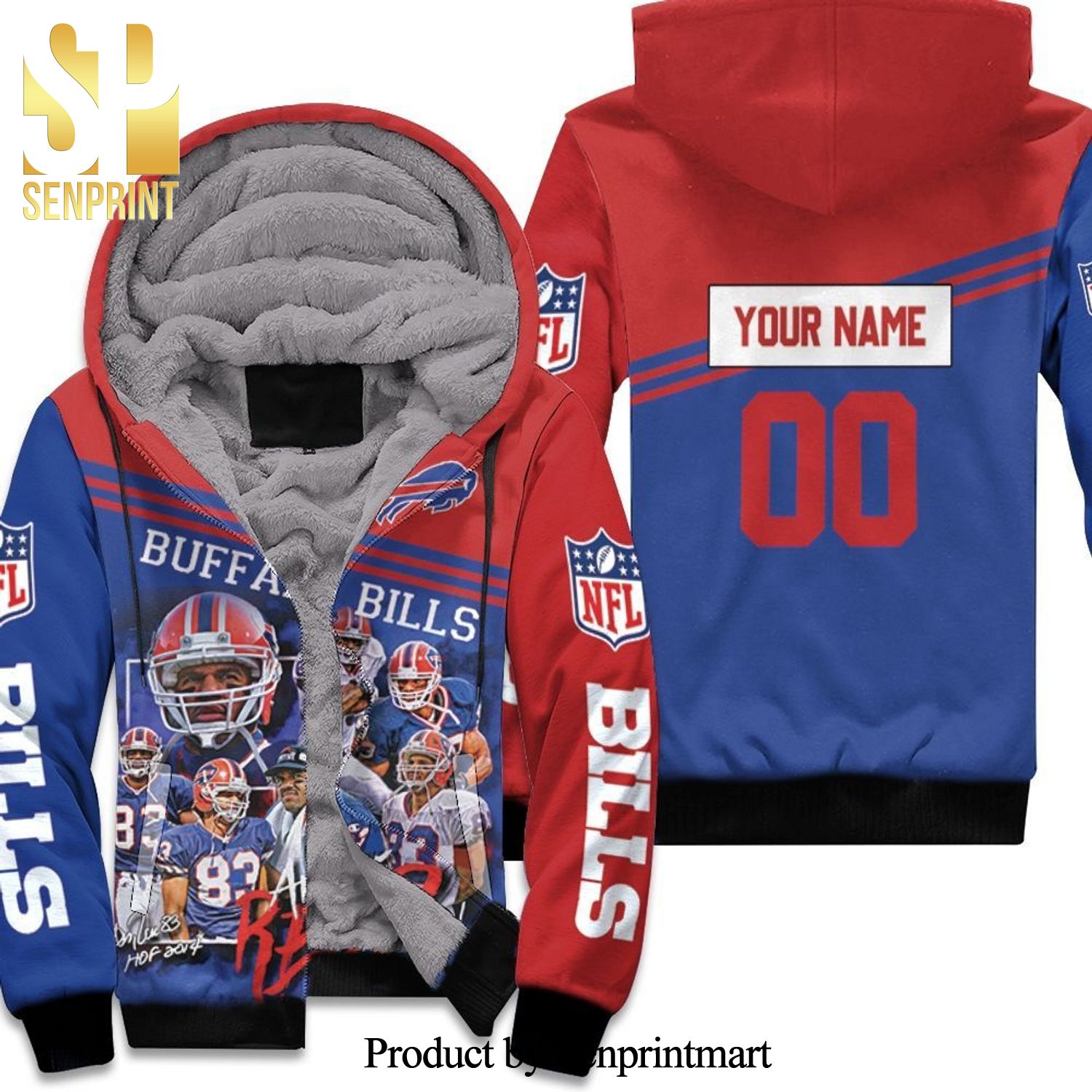Buffalo Bills Great Players Andre Reed 83 NFL Season Personalized Best Combo All Over Print Unisex Fleece Hoodie