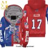 Buffalo Bills Josh Allen 17 Player Buffalo Bills NFL Season New Outfit Full Printed Unisex Fleece Hoodie