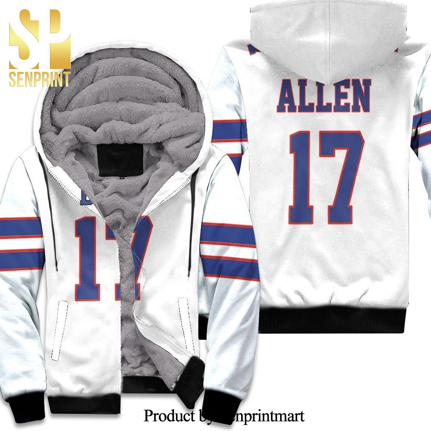 Buffalo Bills Josh Allen Game White Inspired Style 3D Unisex Fleece Hoodie