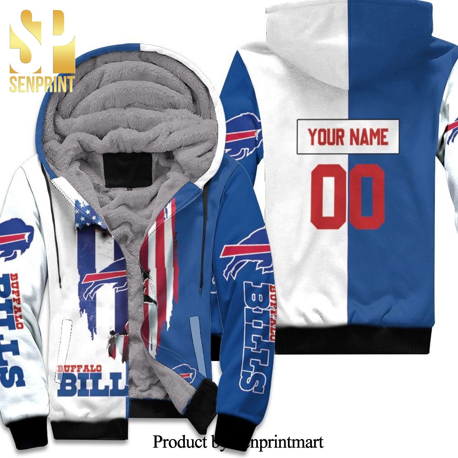 Buffalo Bills Love Under Ripped Flag 2020 Afc East Champions Personalized Street Style Unisex Fleece Hoodie