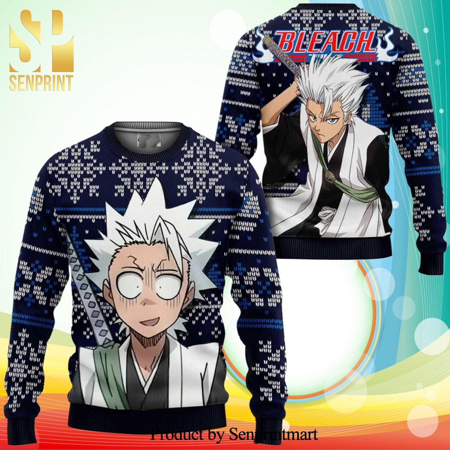 Toshiro Hitsugaya Anime Bleach Knitted Ugly Christmas Sweater