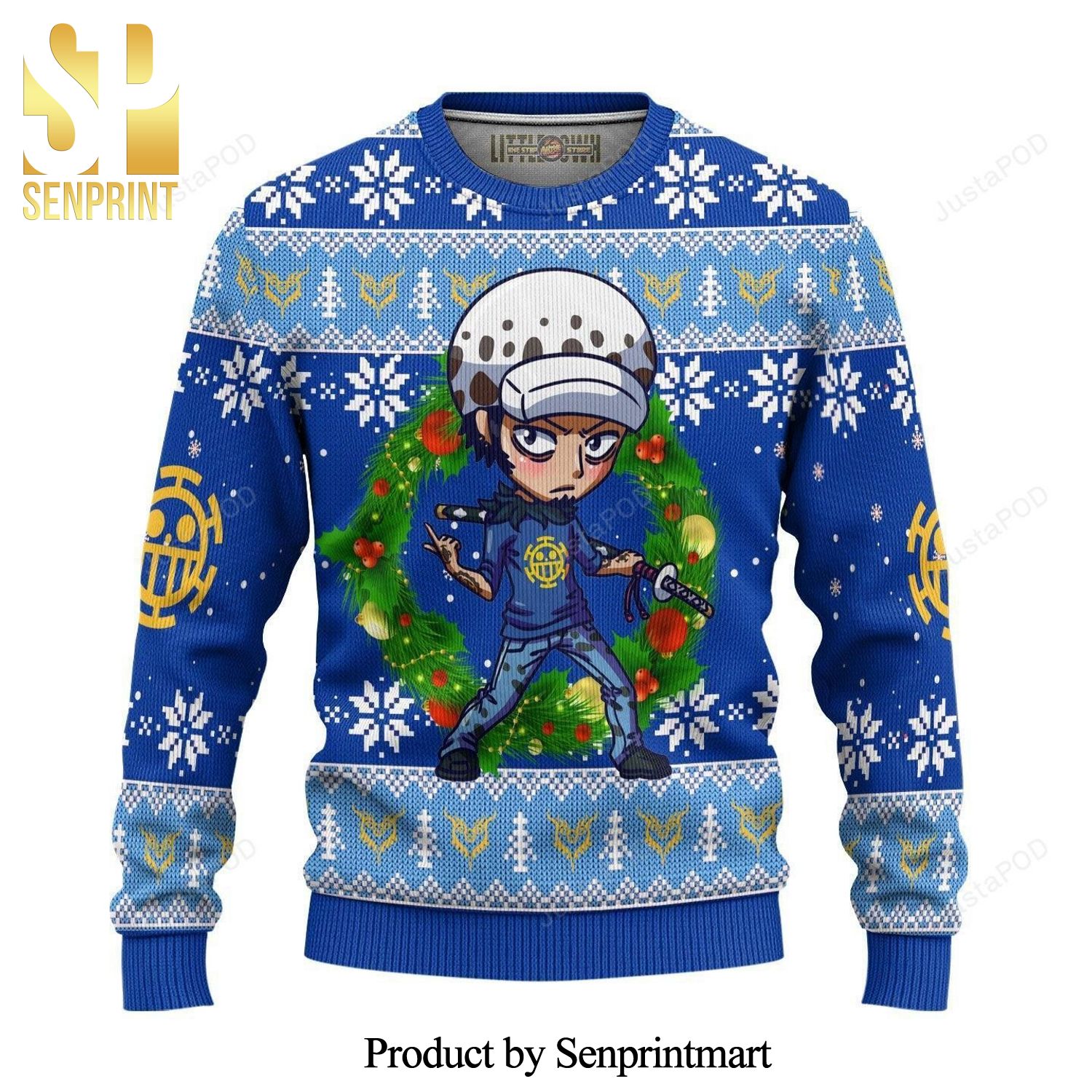 Trafalgar D Water Law One Piece Anime Knitted Ugly Christmas Sweater