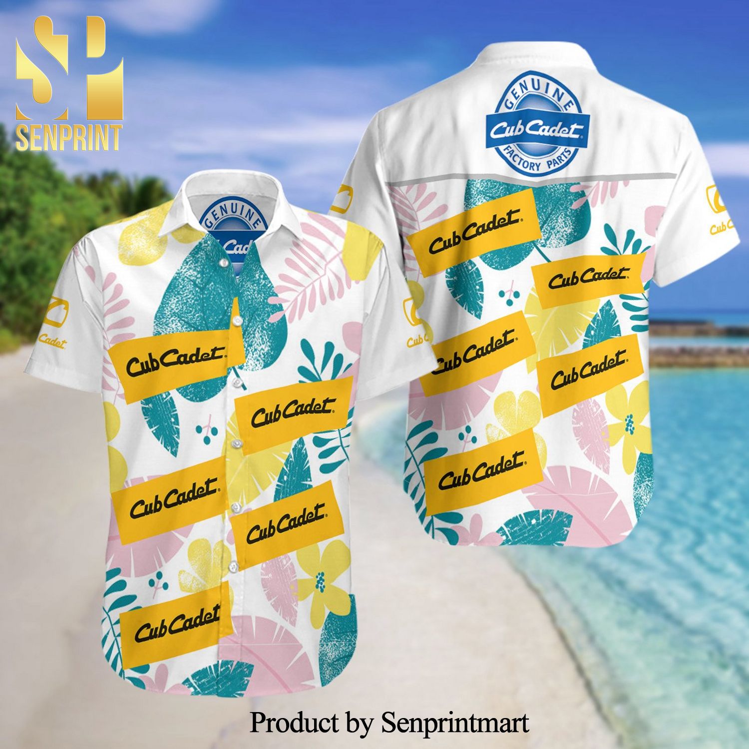 Cub Cadet Full Printing Summer Short Sleeve Hawaiian Beach Shirt