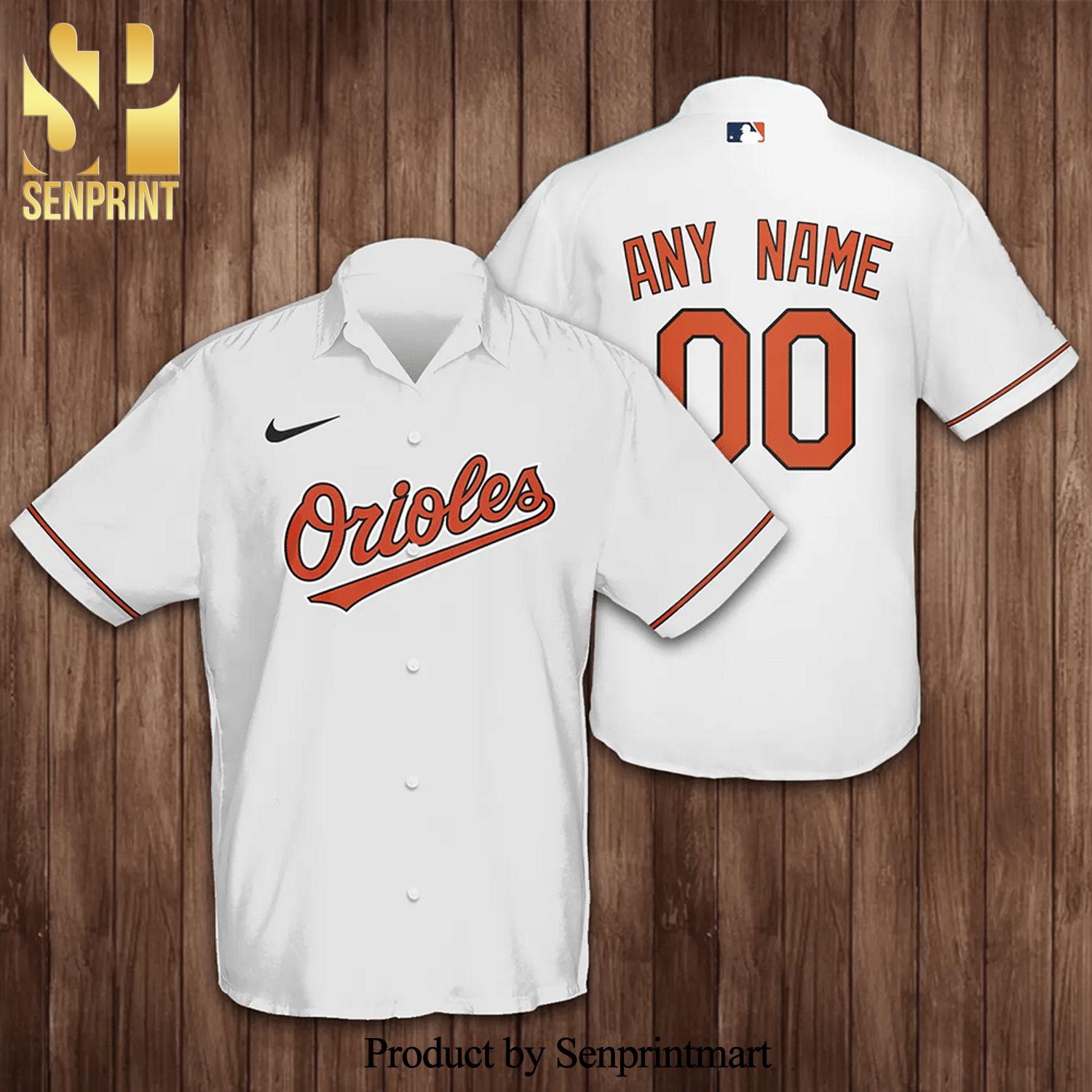 Custom Baltimore Orioles Baseball Full Printing Hawaiian Shirt – White