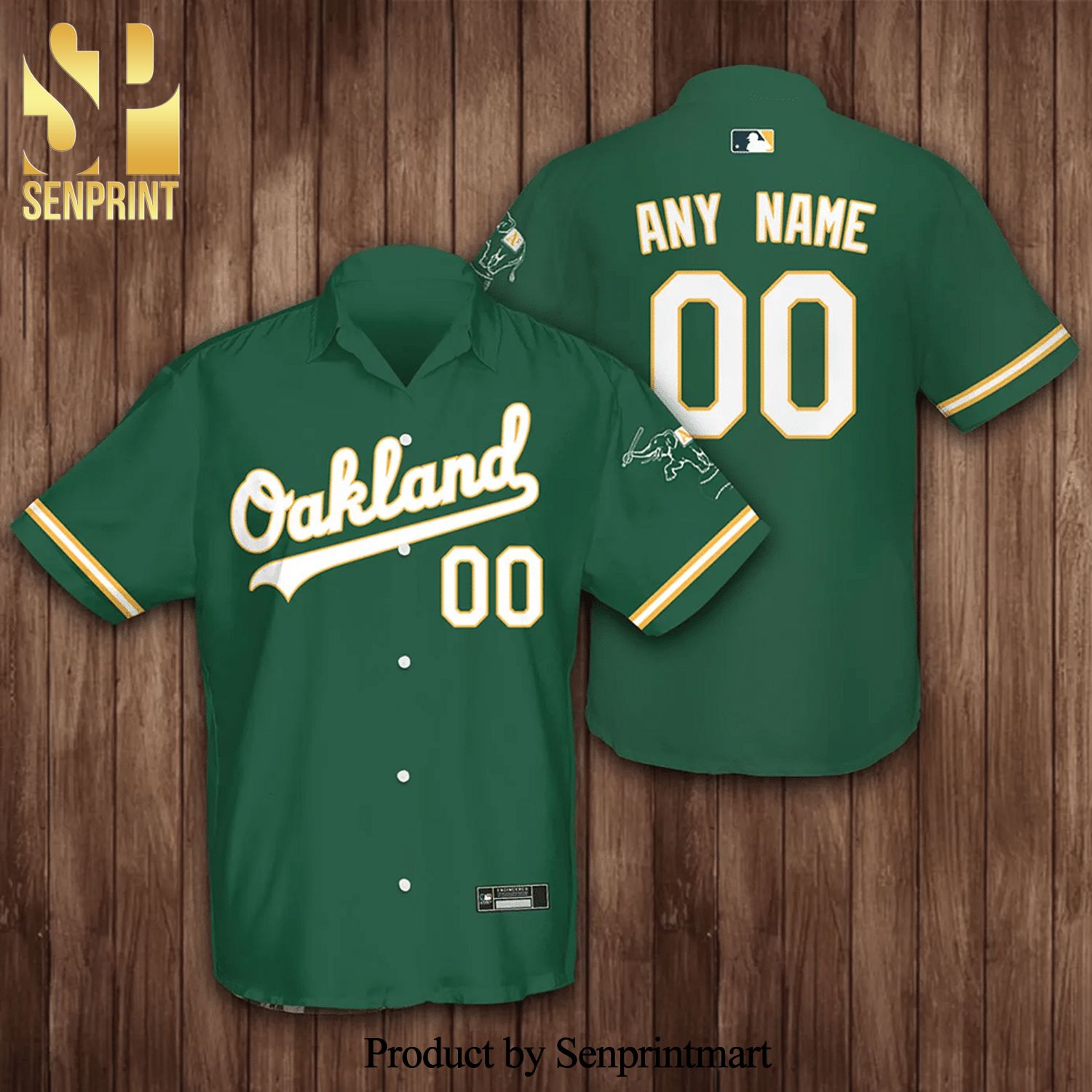 Custom Oakl And Athletics Baseball Full Printing 3D Hawaiian Shirt – Green
