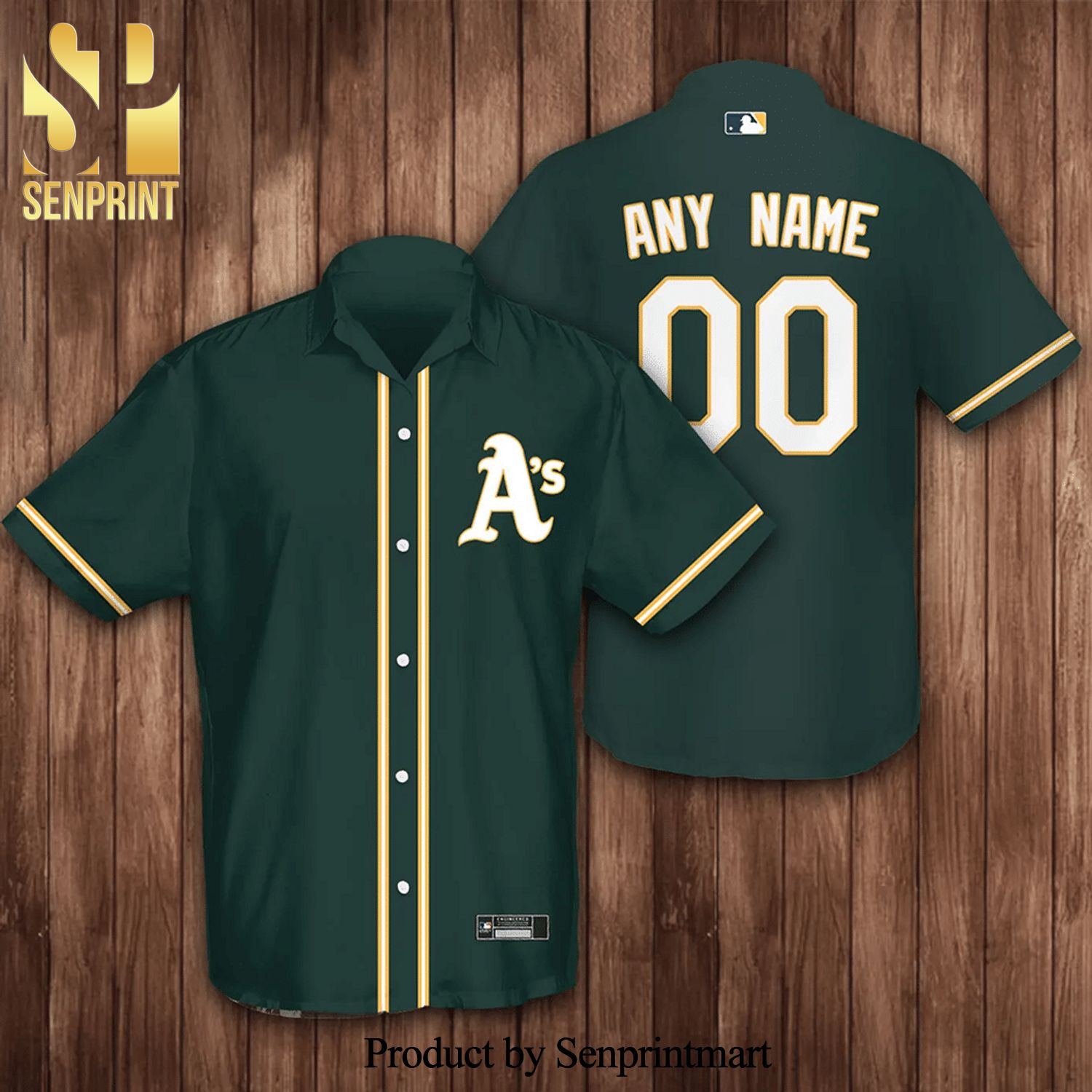 Custom Oakl And Athletics Baseball Full Printing Hawaiian Shirt – Green