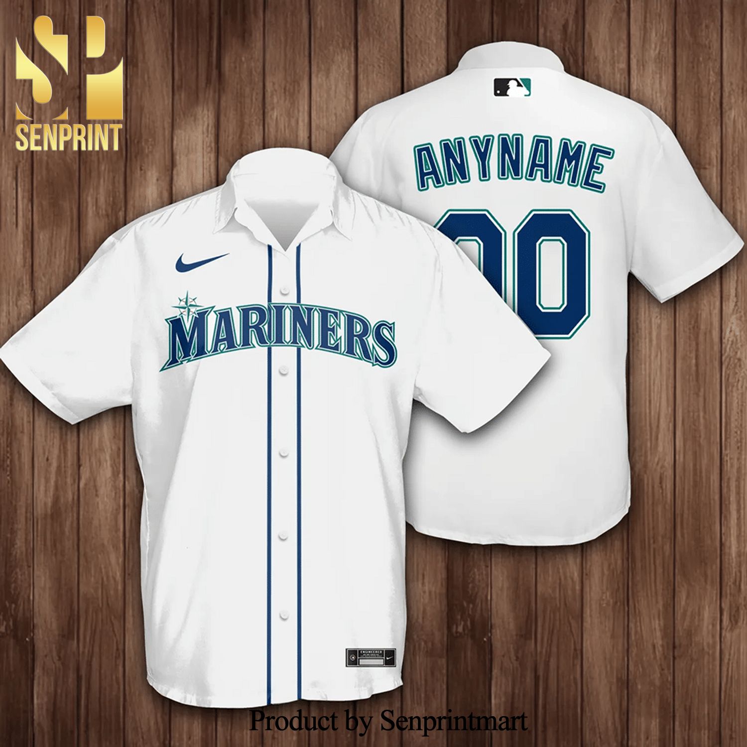 Custom Seattle Mariners Baseball Full Printing Hawaiian Shirt – White