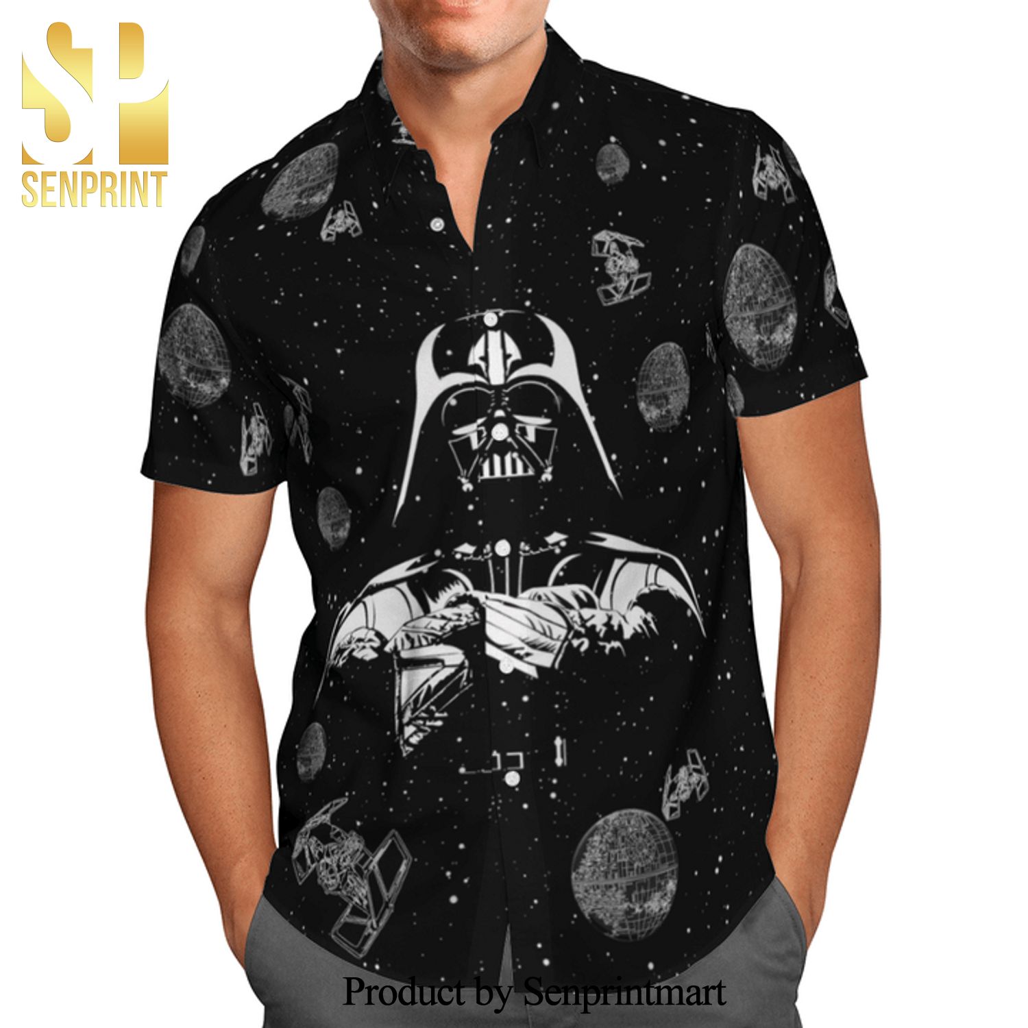 Dark Vader Galaxy Star Wars Spaceship Full Printing Hawaiian Shirt – Black