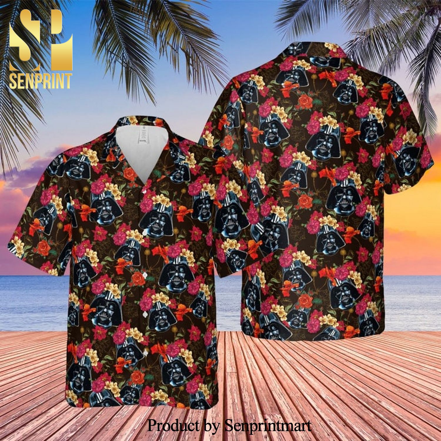 Darth Vader Star Wars Floral Pattern Full Printing Hawaiian Shirt