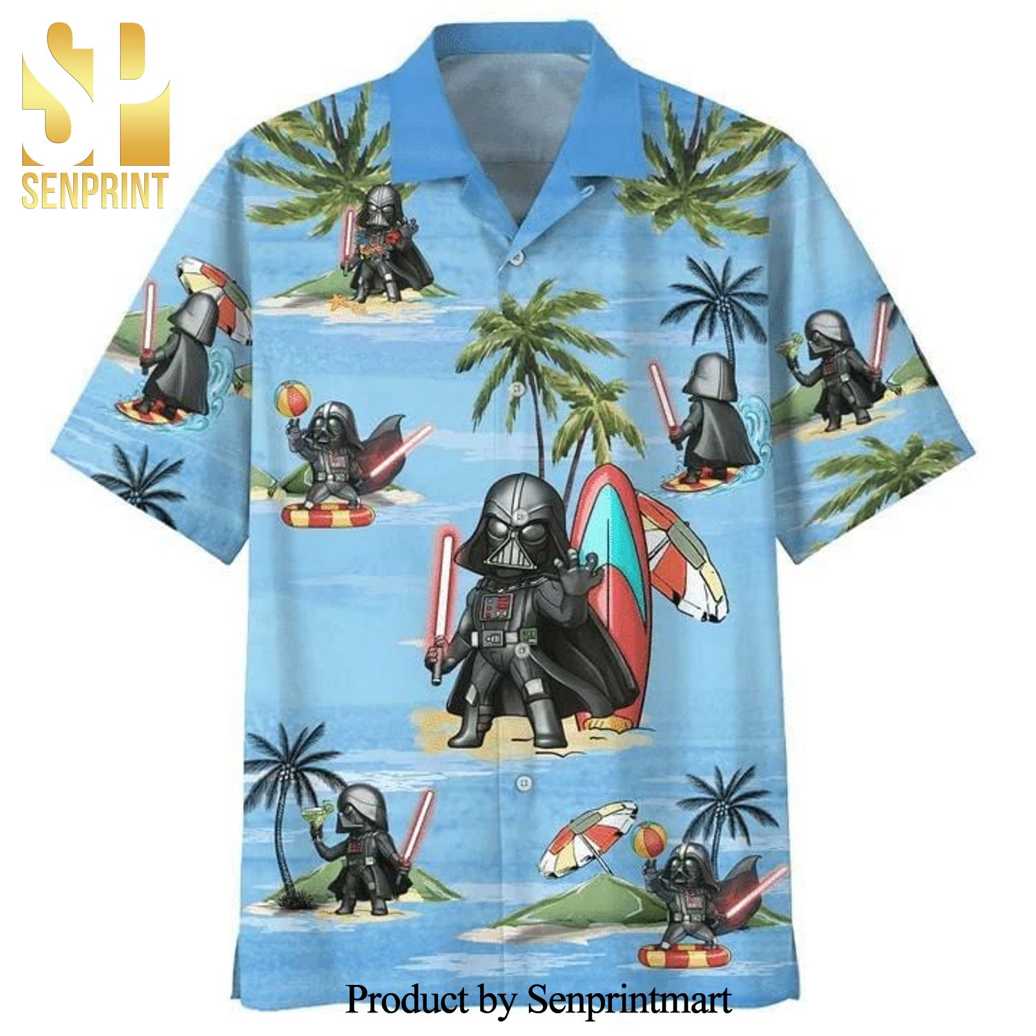 Darth Vader Summer Time Lightsaber Full Printing Hawaiian Shirt – Blue