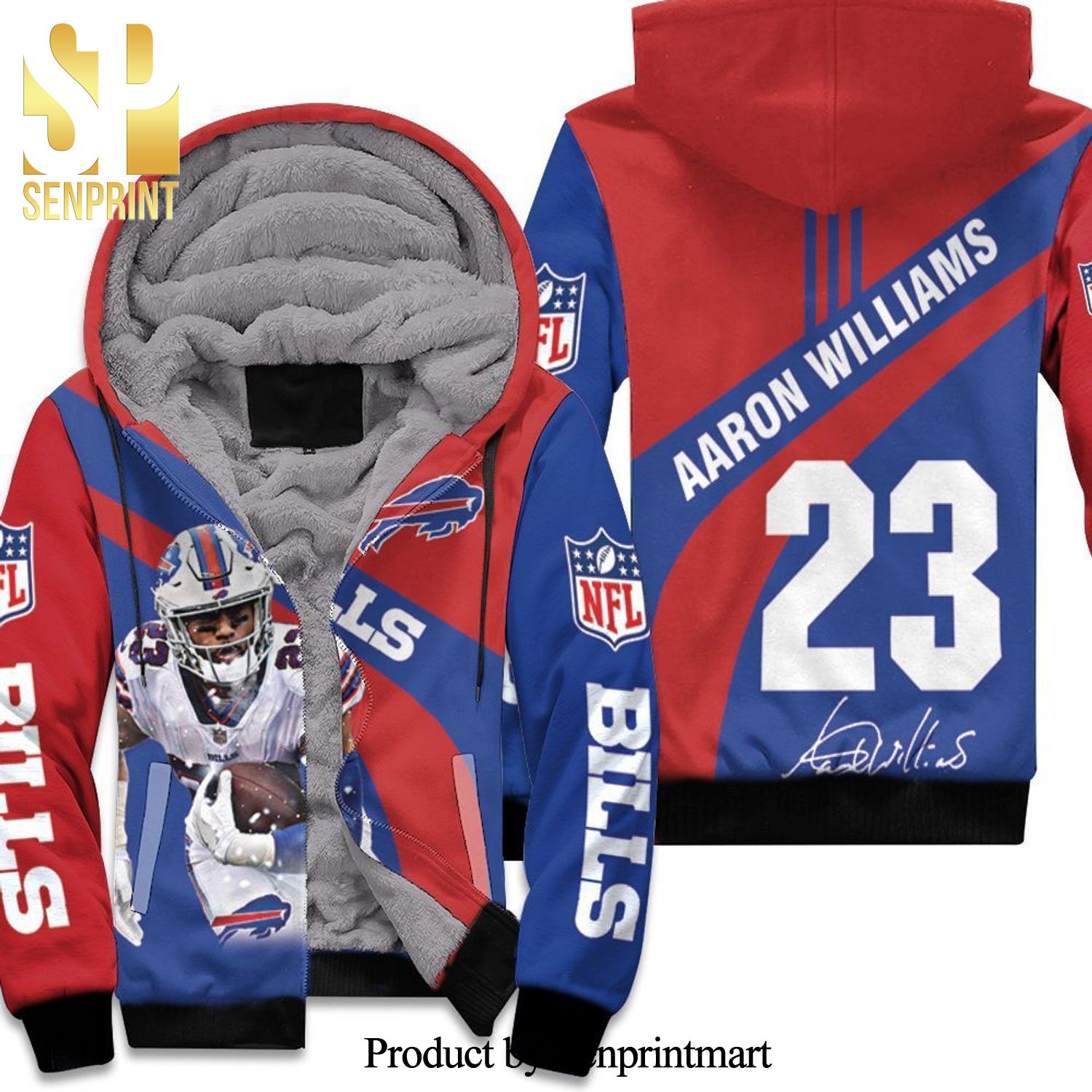 Buffalo Bills Number 23 Aaron Williams With Sign Cool Style Unisex Fleece Hoodie
