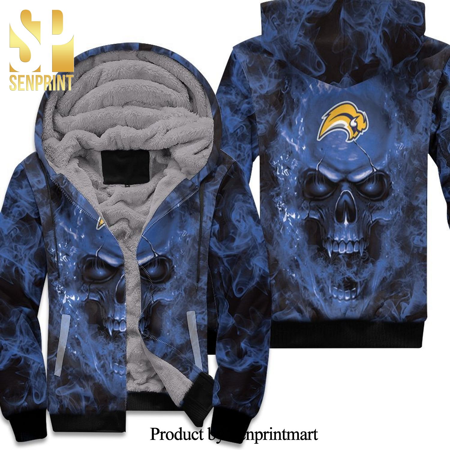 Buffalo Sabres Nhl Fans Skull High Fashion Full Printing Unisex Fleece Hoodie