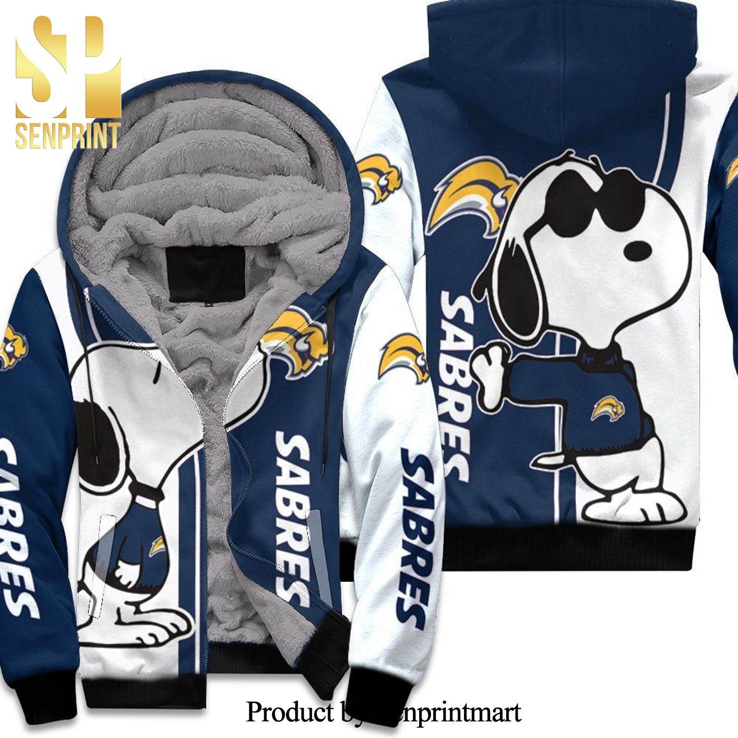 Buffalo Sabres Snoopy Lover All Over Print Unisex Fleece Hoodie