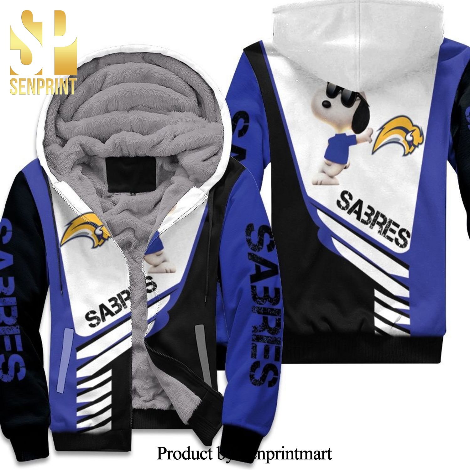 Buffalo Sabres Snoopy New Style Full Print Unisex Fleece Hoodie