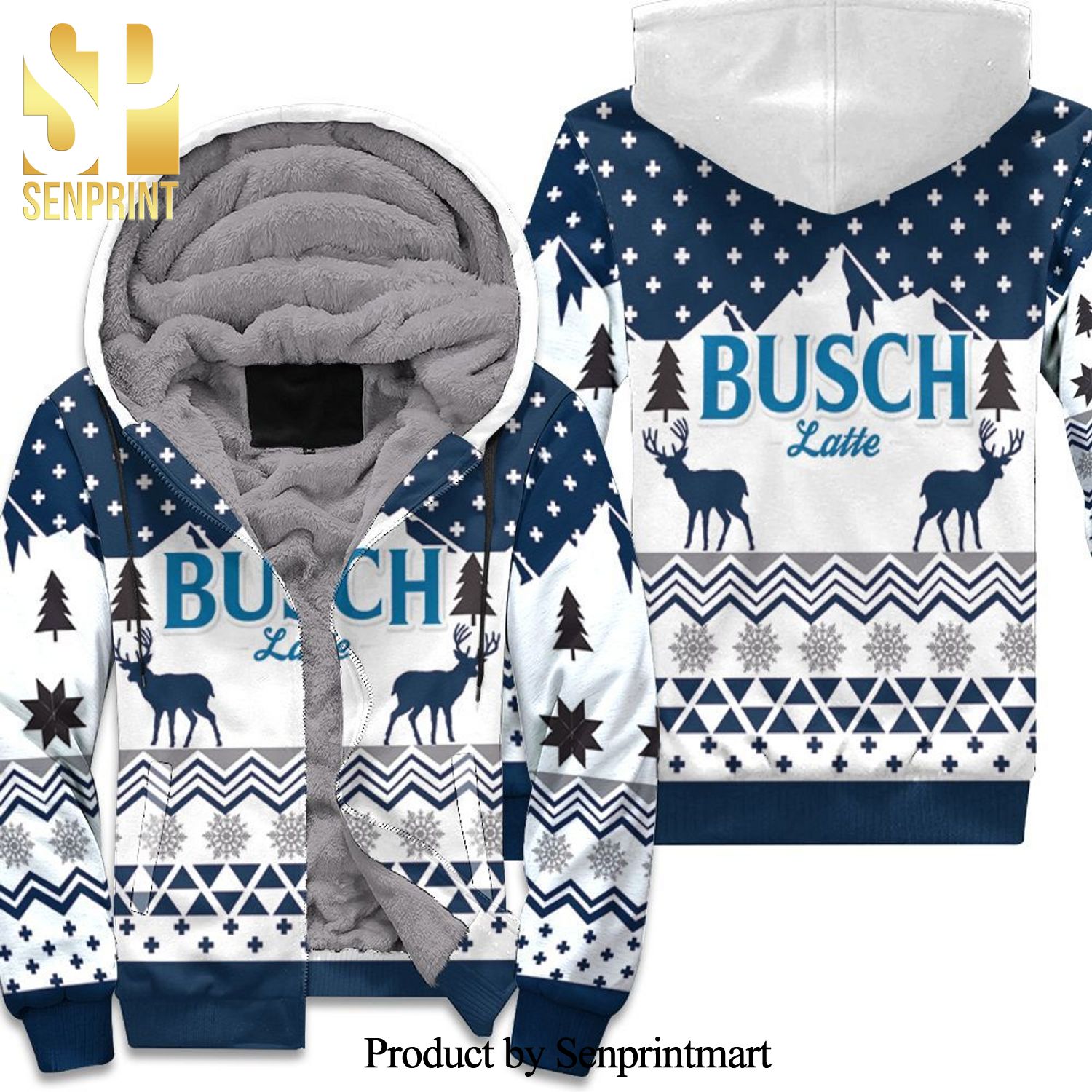 Busch Latte Christmas Gift Street Style Unisex Fleece Hoodie