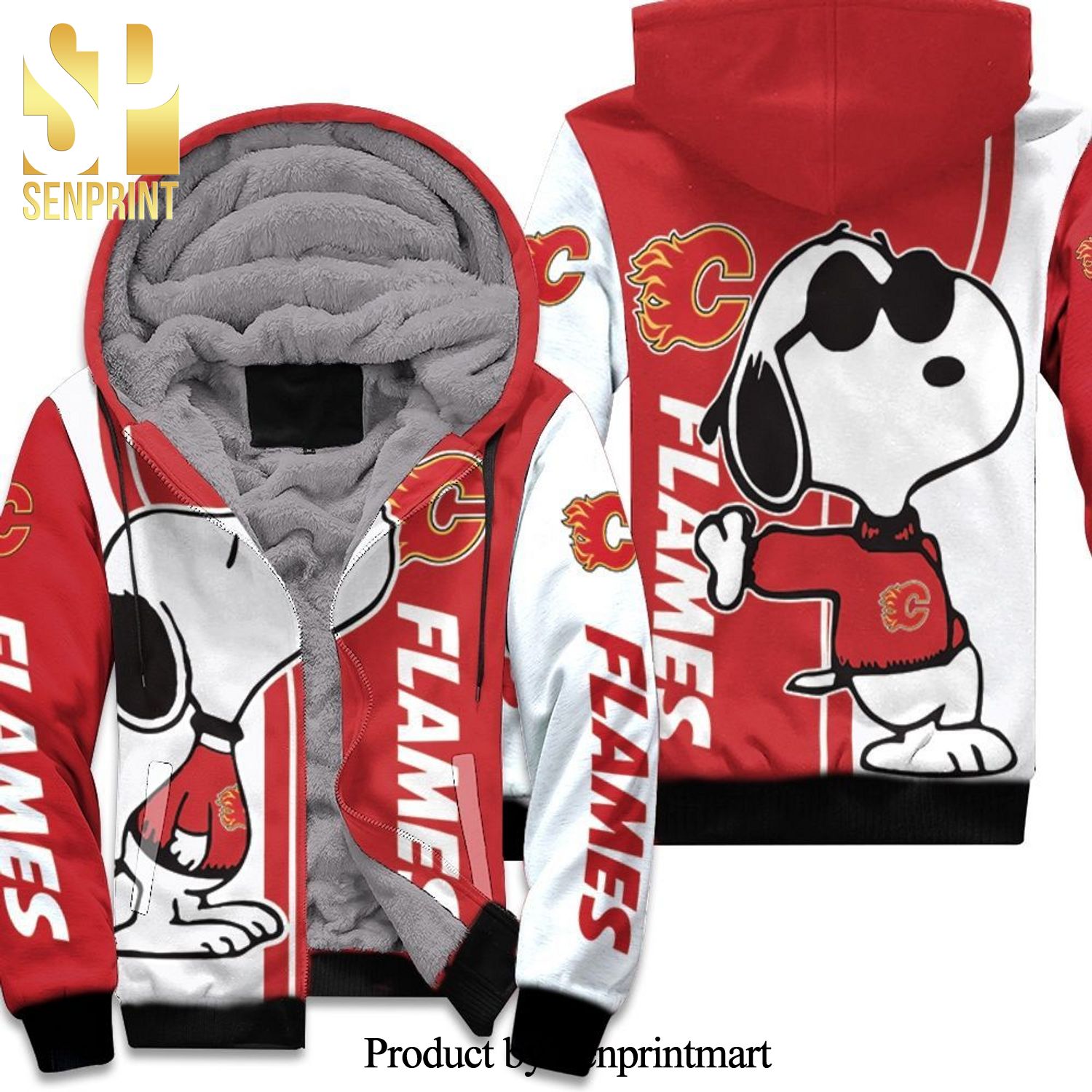 Calgary Flames Snoopy Lover New Outfit Unisex Fleece Hoodie