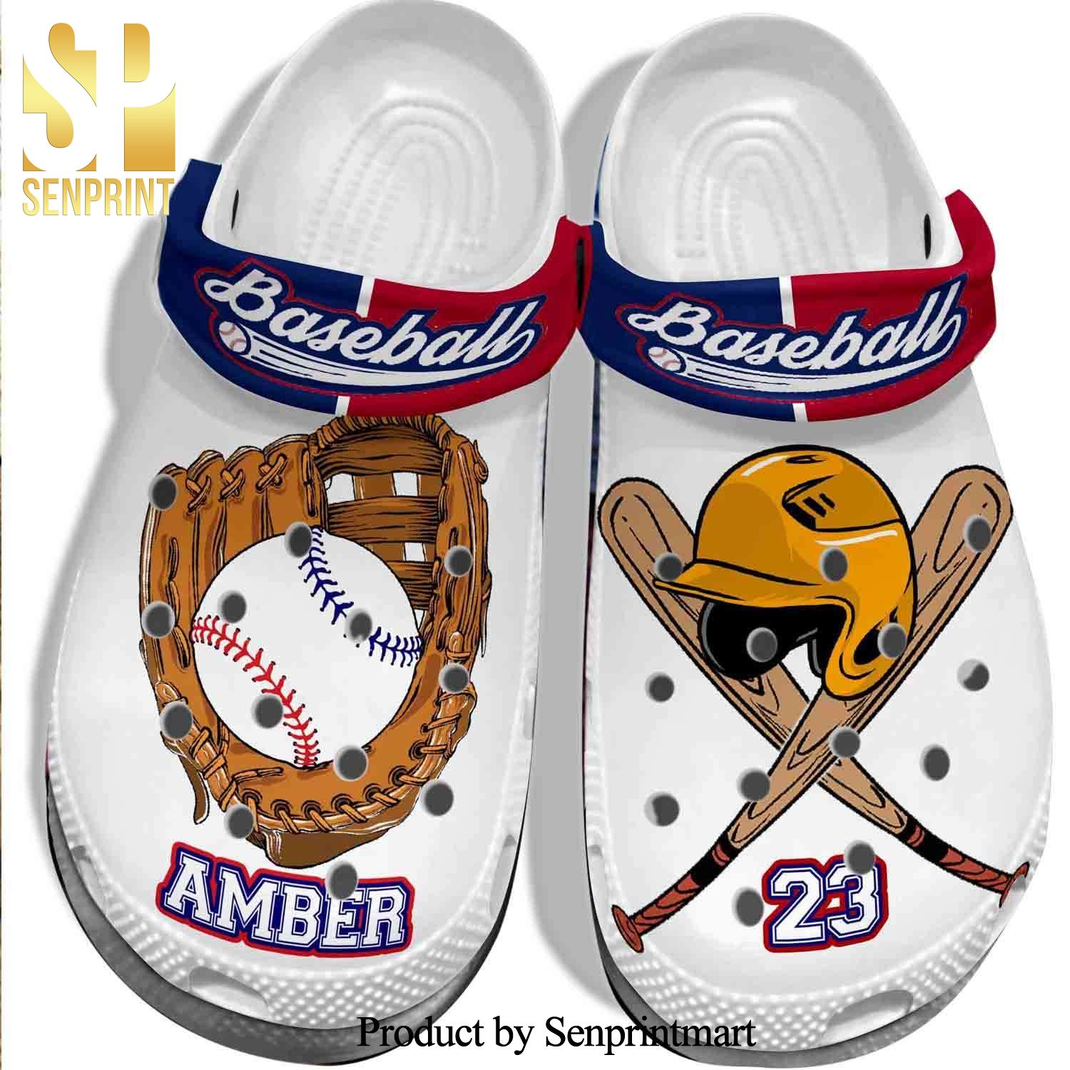 Personalized Player Baseball Equipment 3D Crocs Crocband In Unisex Adult Shoes