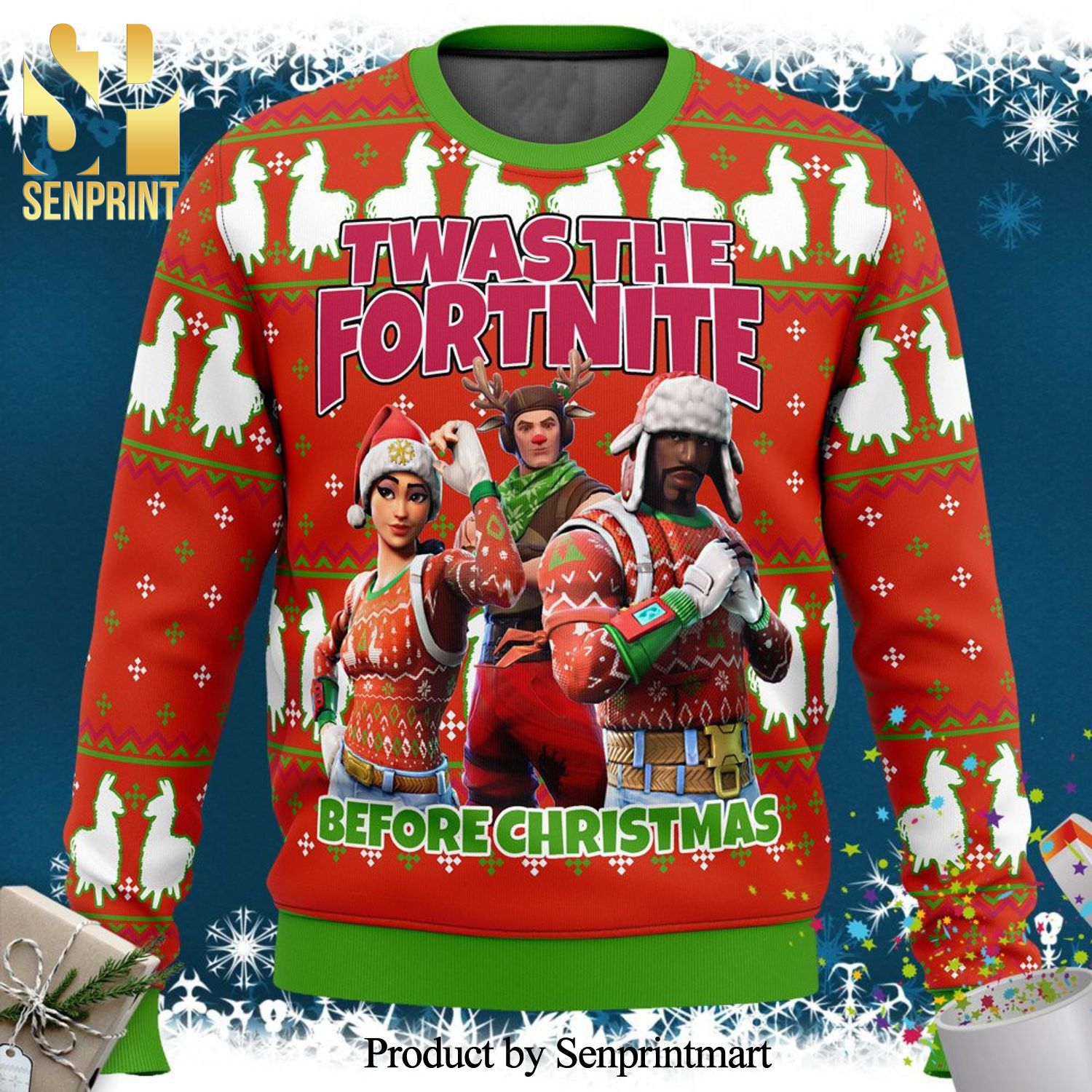 Twas The Fortnite Before Christmas Knitted Ugly Christmas Sweater